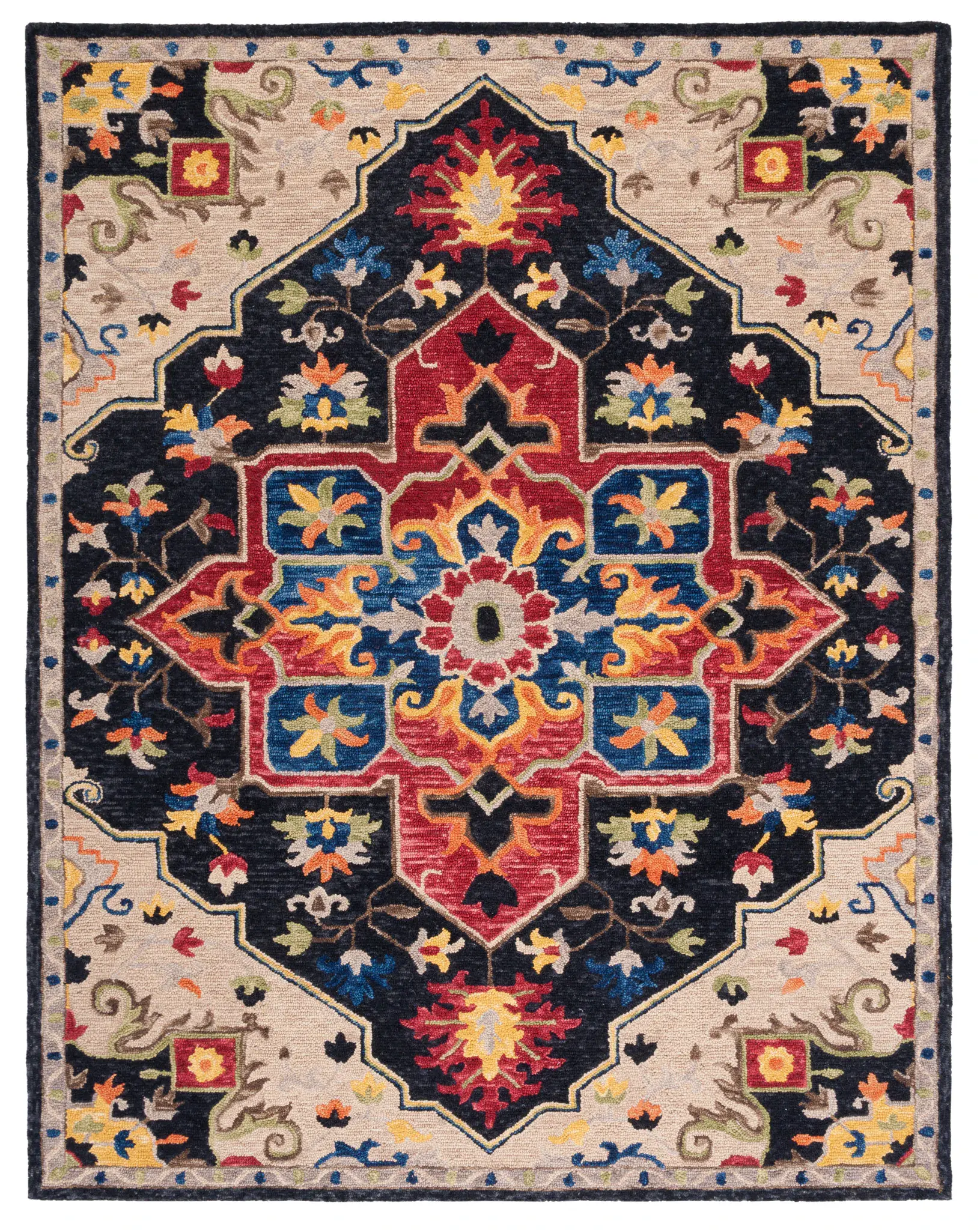 Aspen Tribal Stepped Medallion Hand-Tufted Wool Rug
