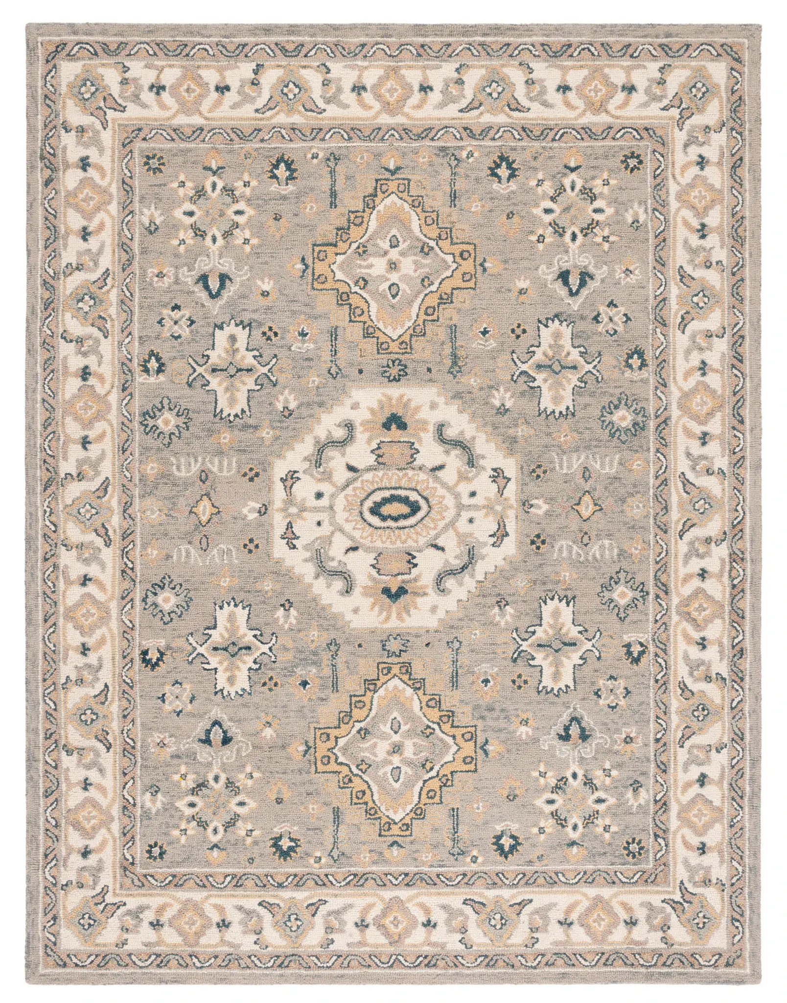 Aspen Medallion Border Hand-Tufted Wool Rug