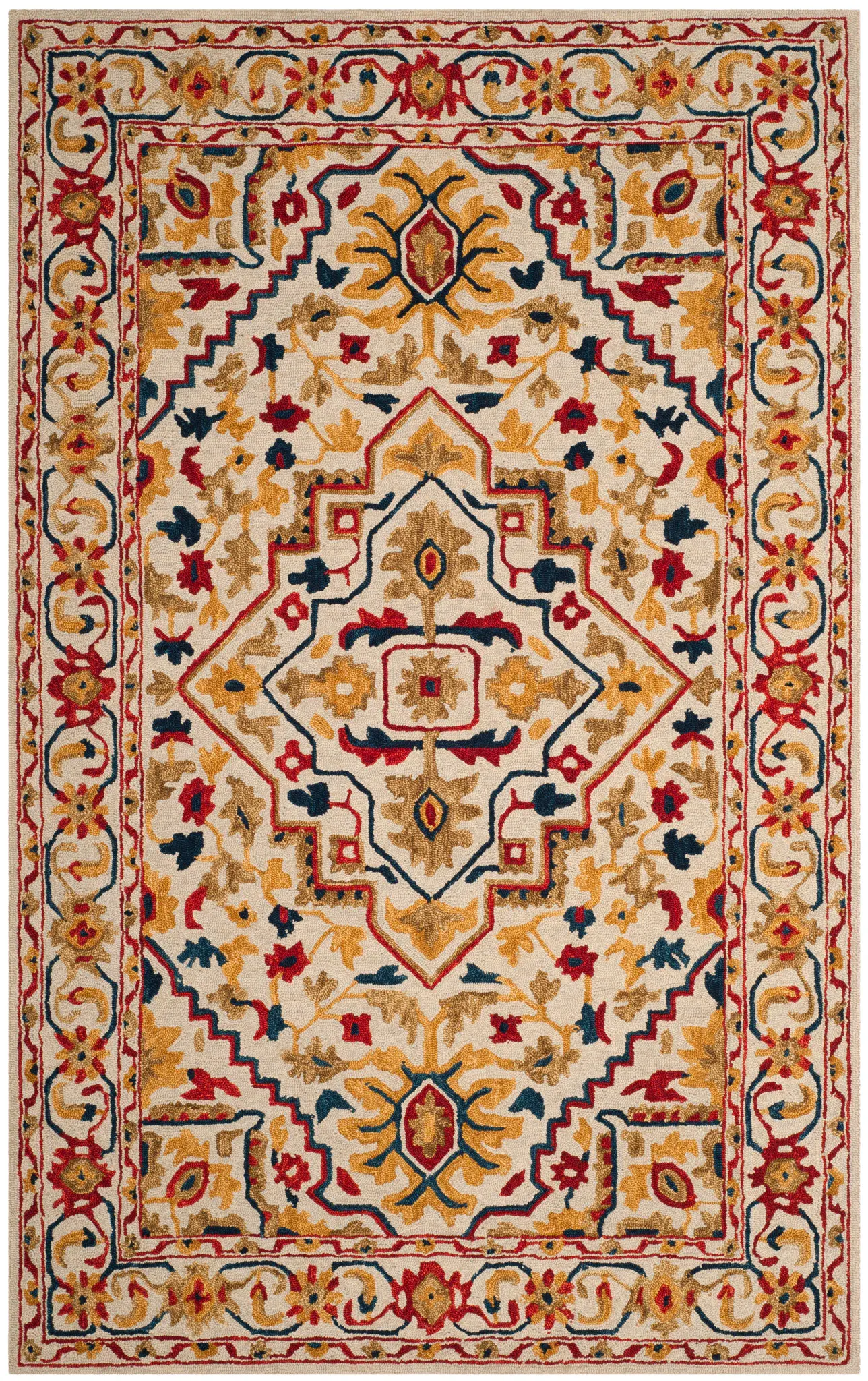 Aspen Diamond Medallion Bordered Hand-Tufted Wool Rug