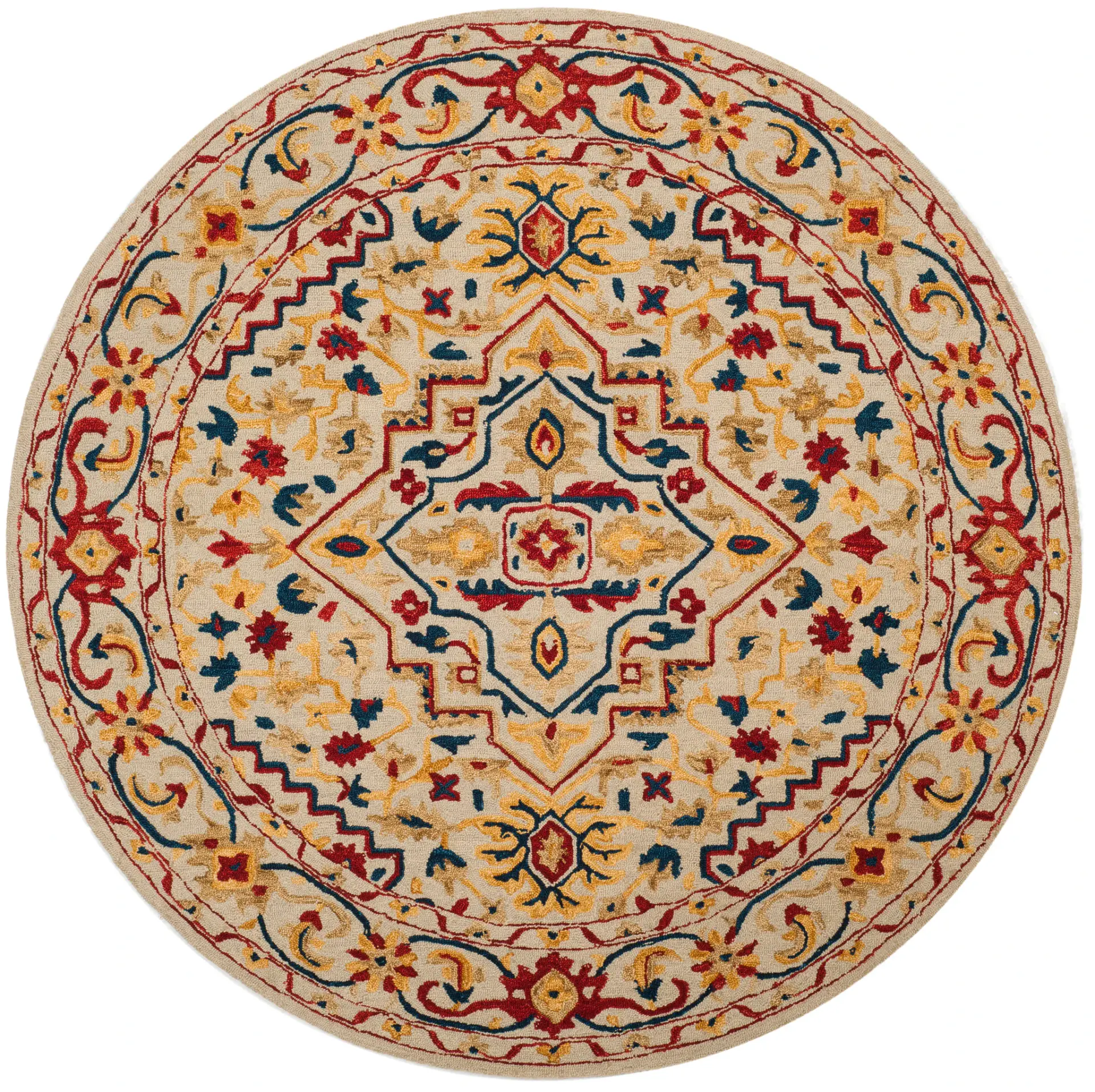 Aspen Diamond Medallion Bordered Hand-Tufted Wool Rug