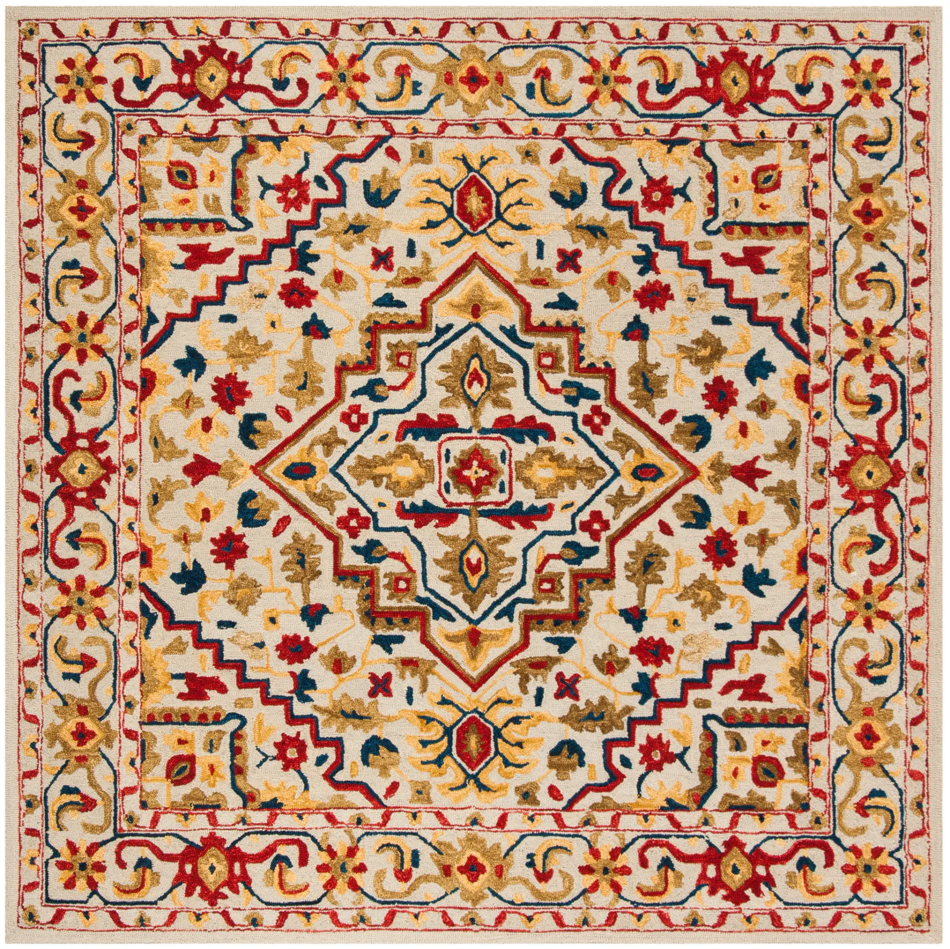 Aspen Diamond Medallion Bordered Hand-Tufted Wool Rug