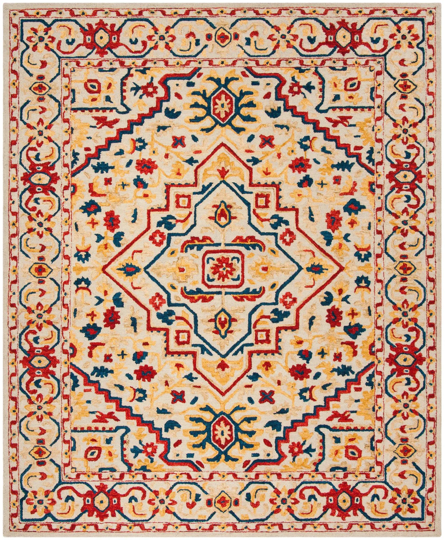 Aspen Diamond Medallion Bordered Hand-Tufted Wool Rug