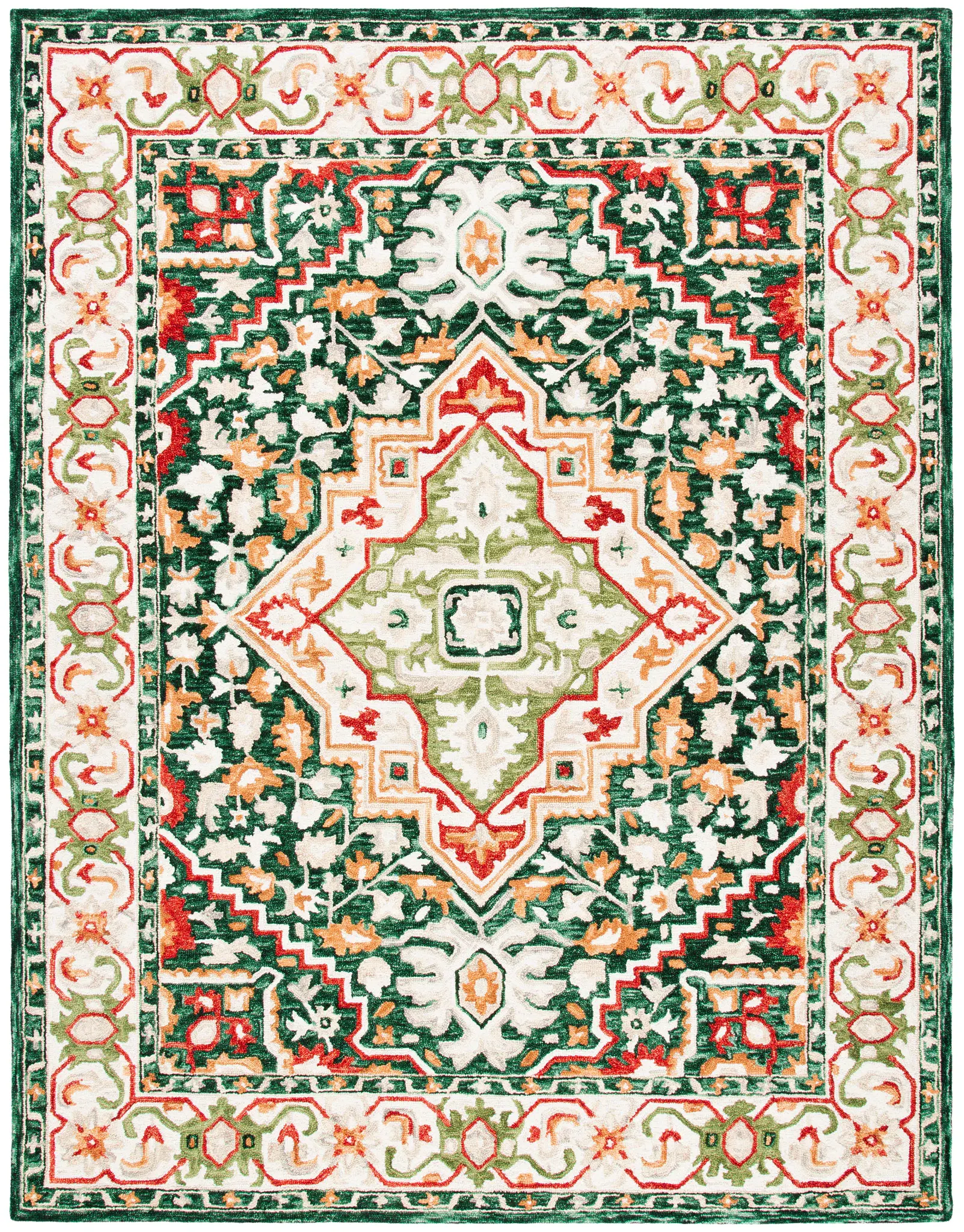 Aspen Diamond Medallion Bordered Hand-Tufted Wool Rug