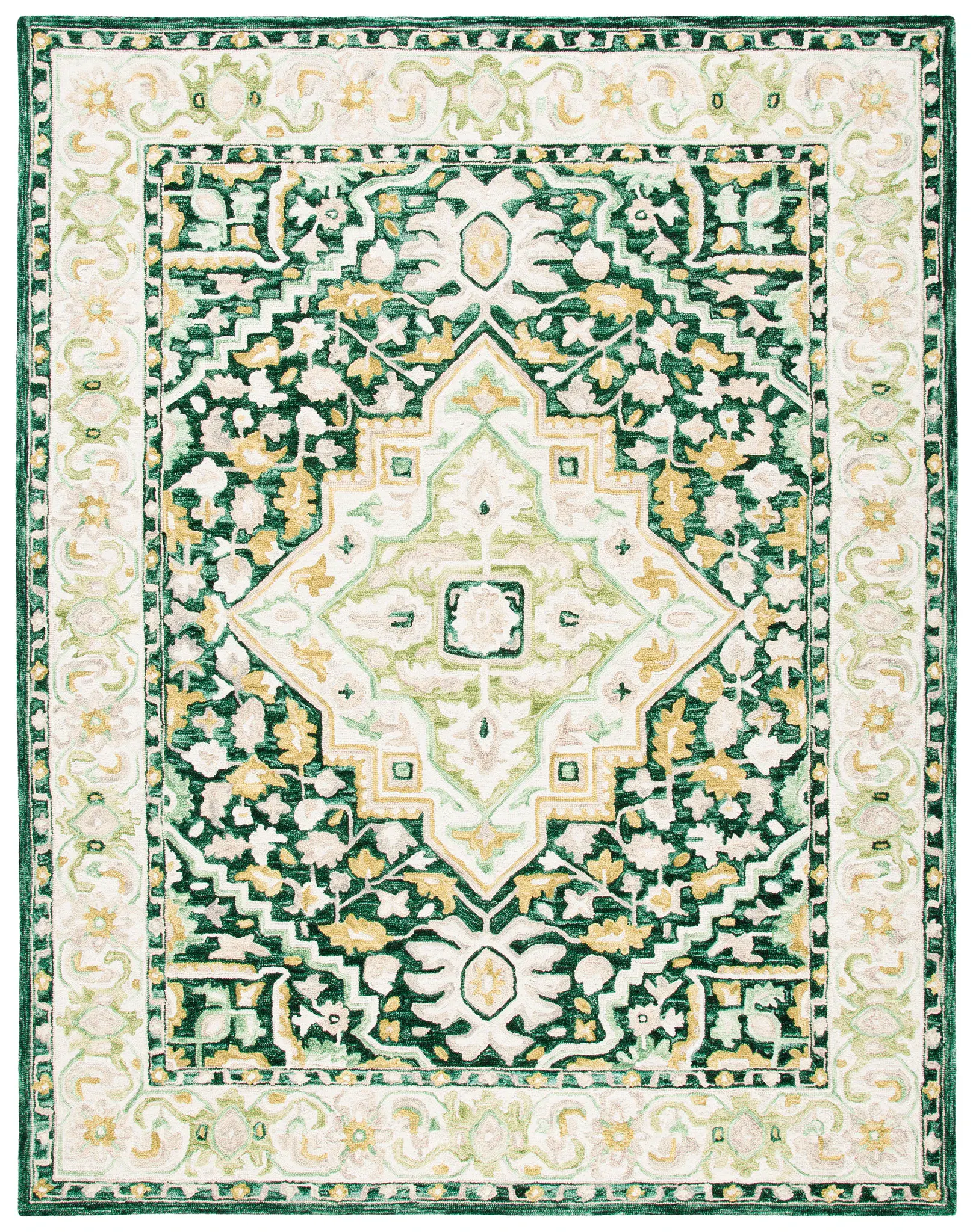 Aspen Diamond Medallion Bordered Hand-Tufted Wool Rug
