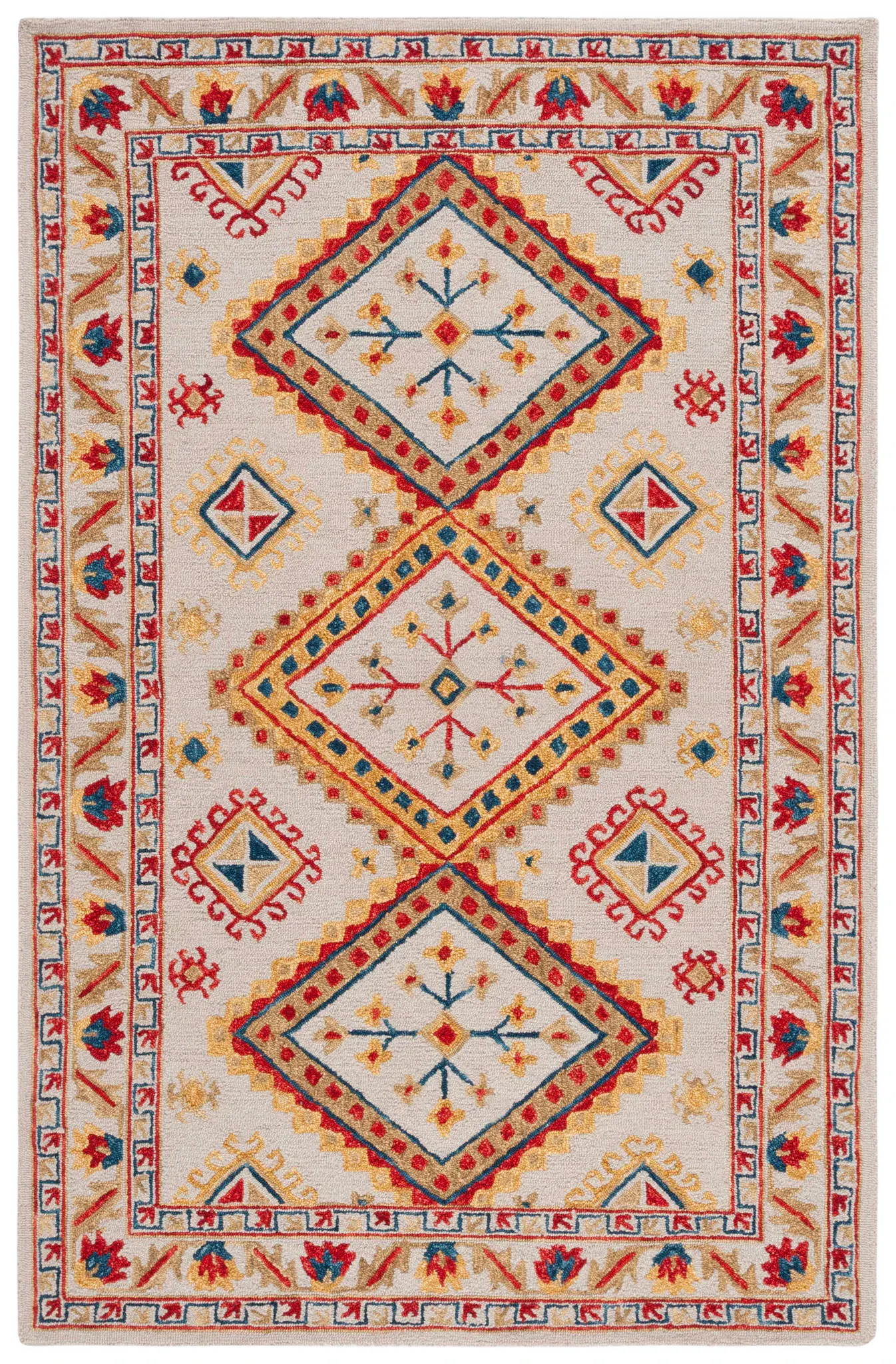 Aspen Tribal Medallion Bordered Hand-Tufted Wool Rug