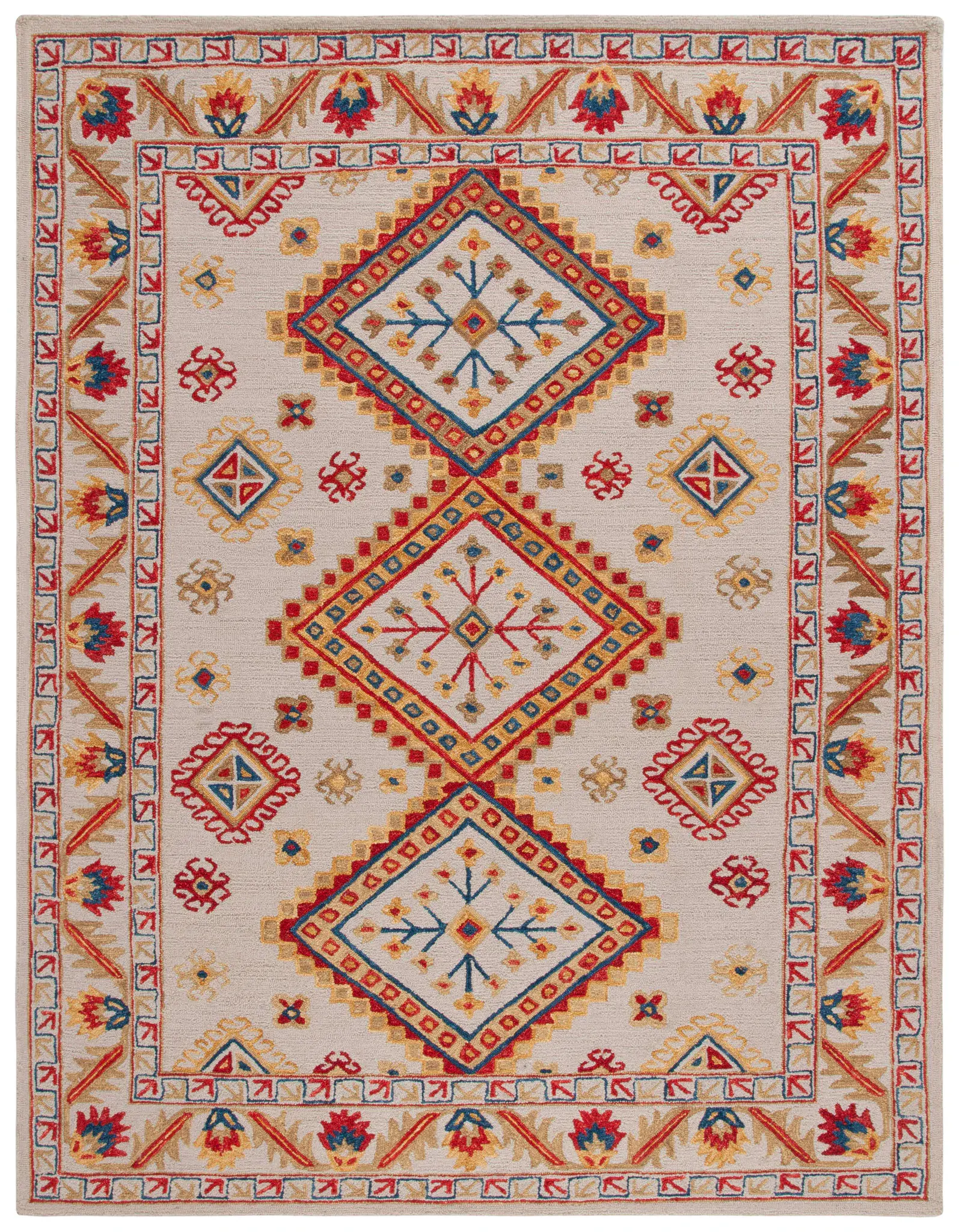 Aspen Tribal Medallion Bordered Hand-Tufted Wool Rug