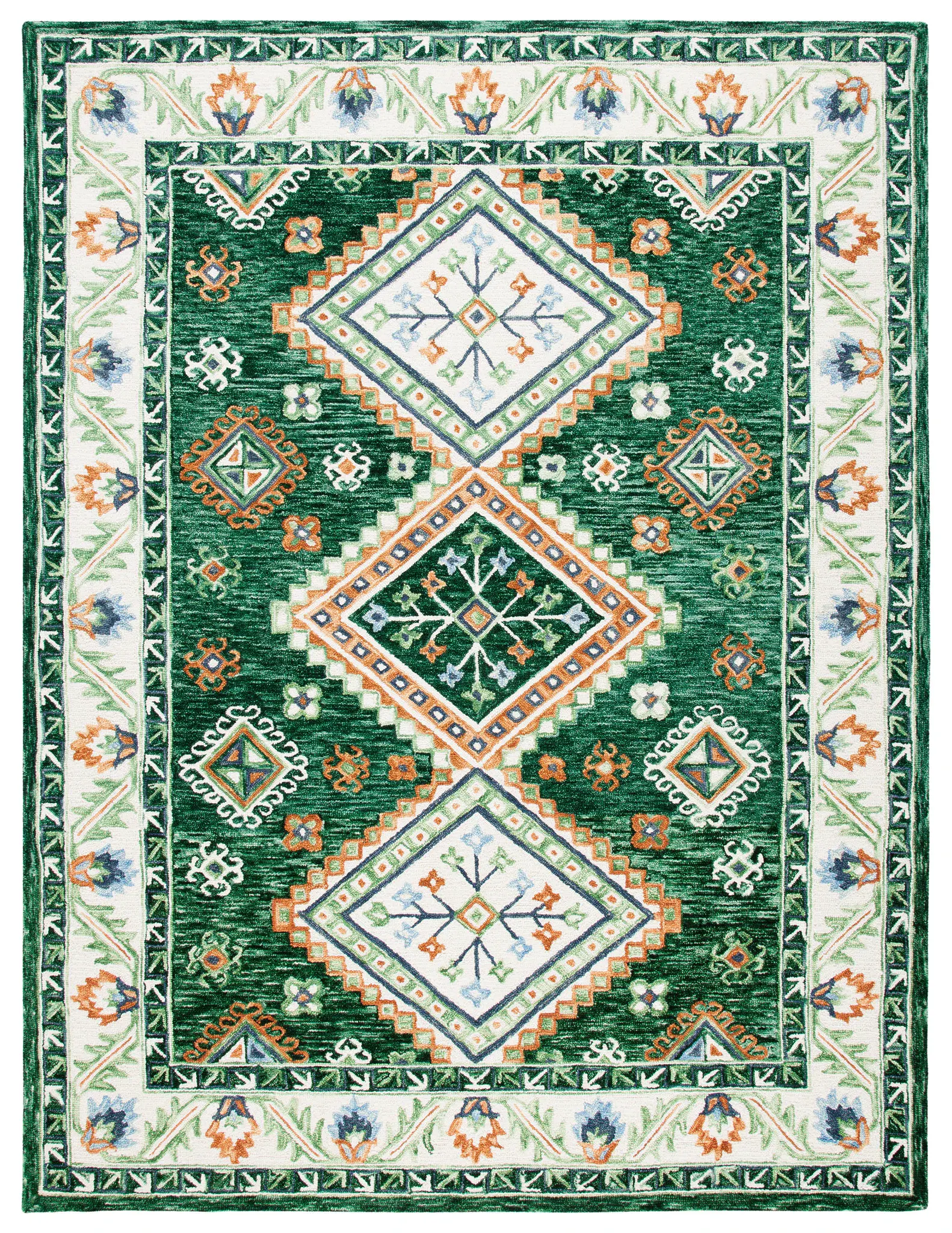 Aspen Tribal Medallion Bordered Hand-Tufted Wool Rug