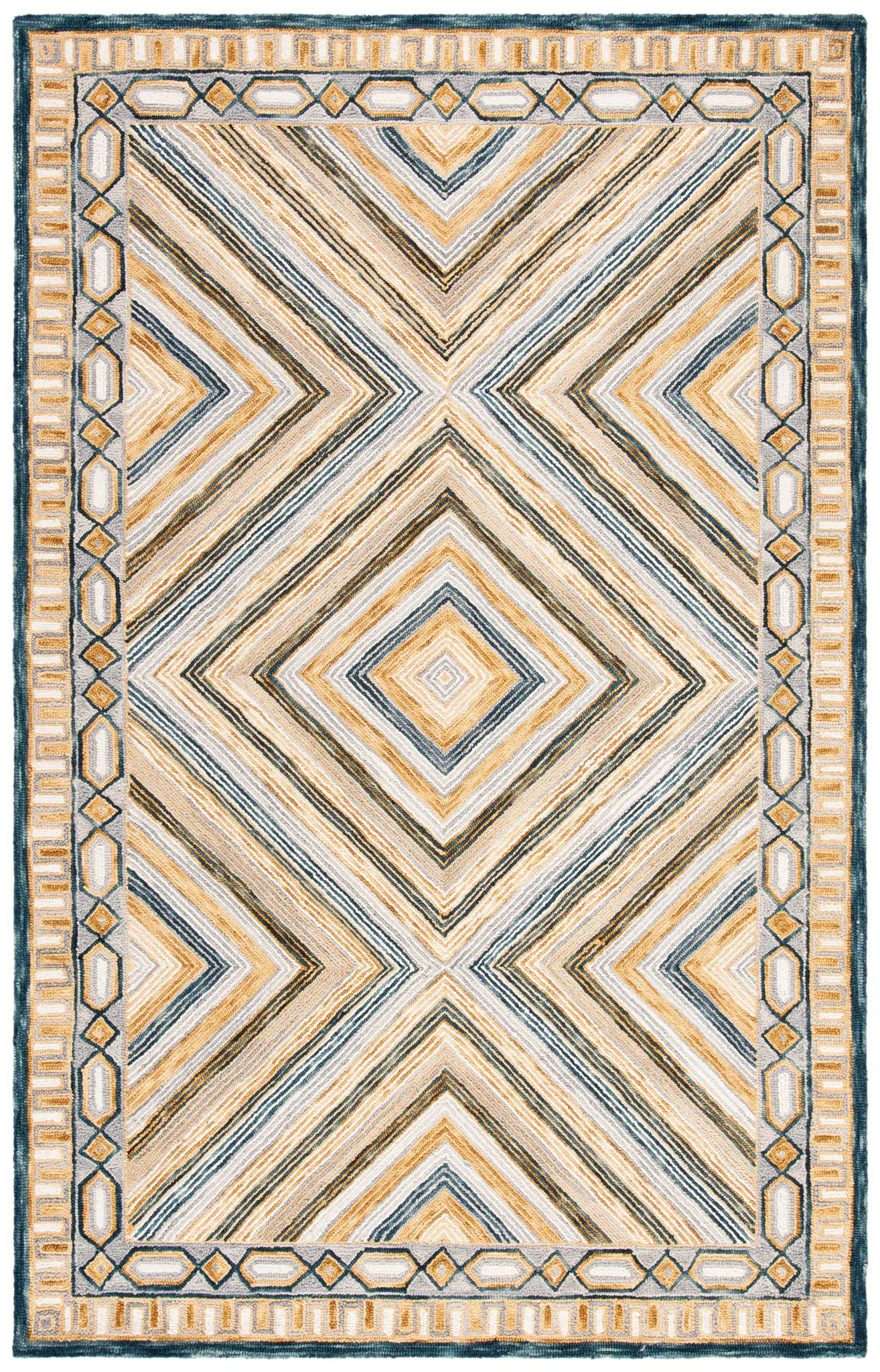 Aspen Concentric Diamond Bordered Hand-Tufted Wool Rug