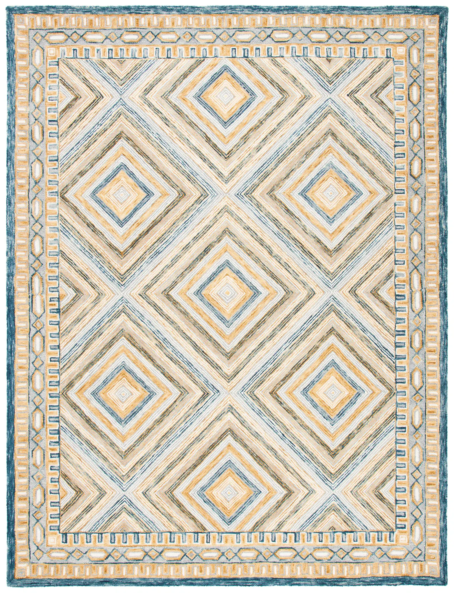 Aspen Concentric Diamond Bordered Hand-Tufted Wool Rug