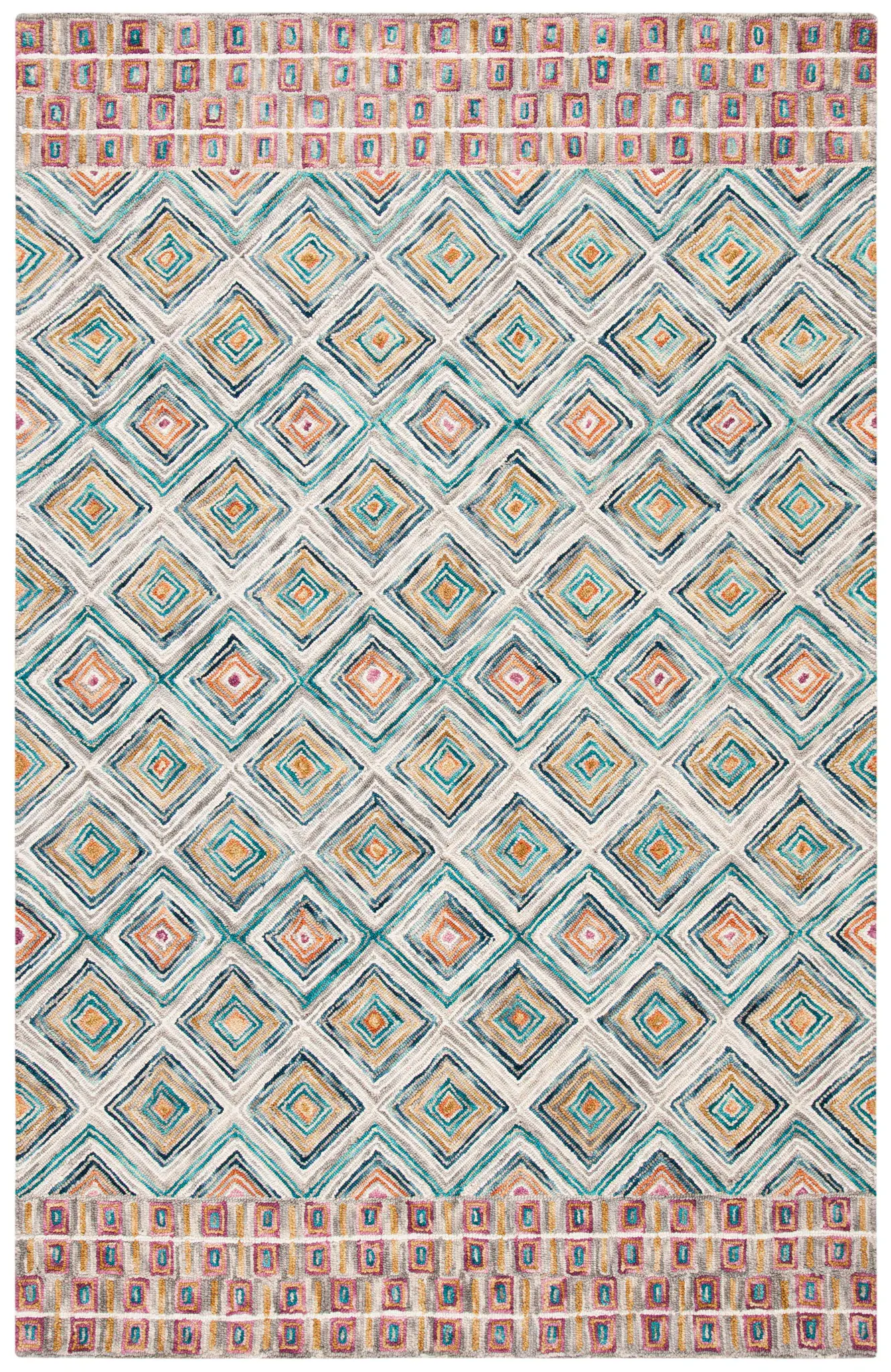 Aspen Diamond Border Hand-Tufted Wool Rug