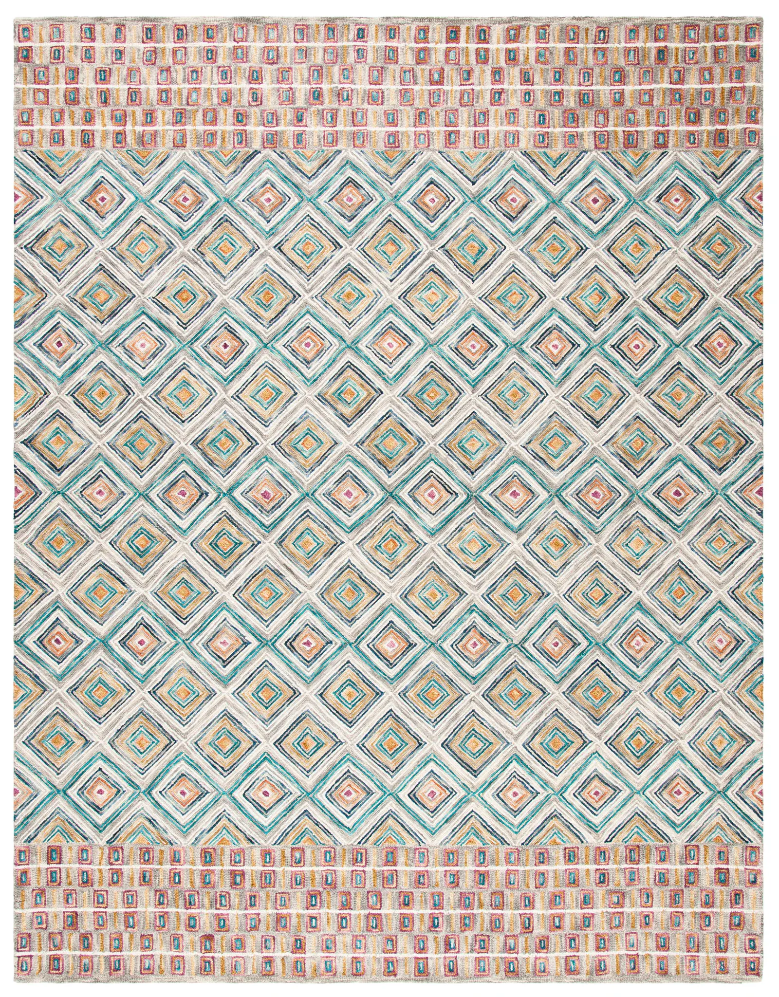 Aspen Diamond Border Hand-Tufted Wool Rug