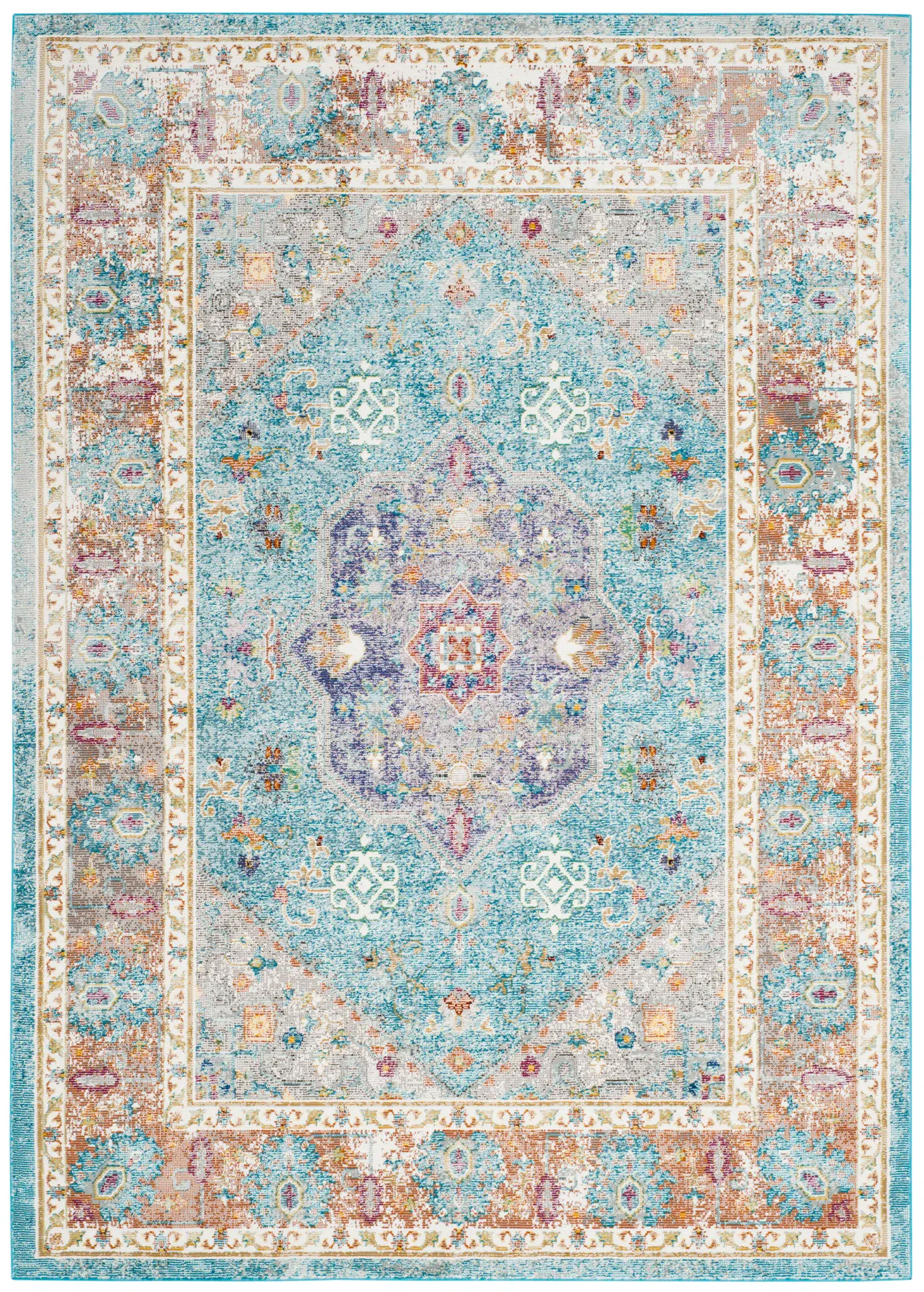 Aria Distressed Traditional Medallion Rug
