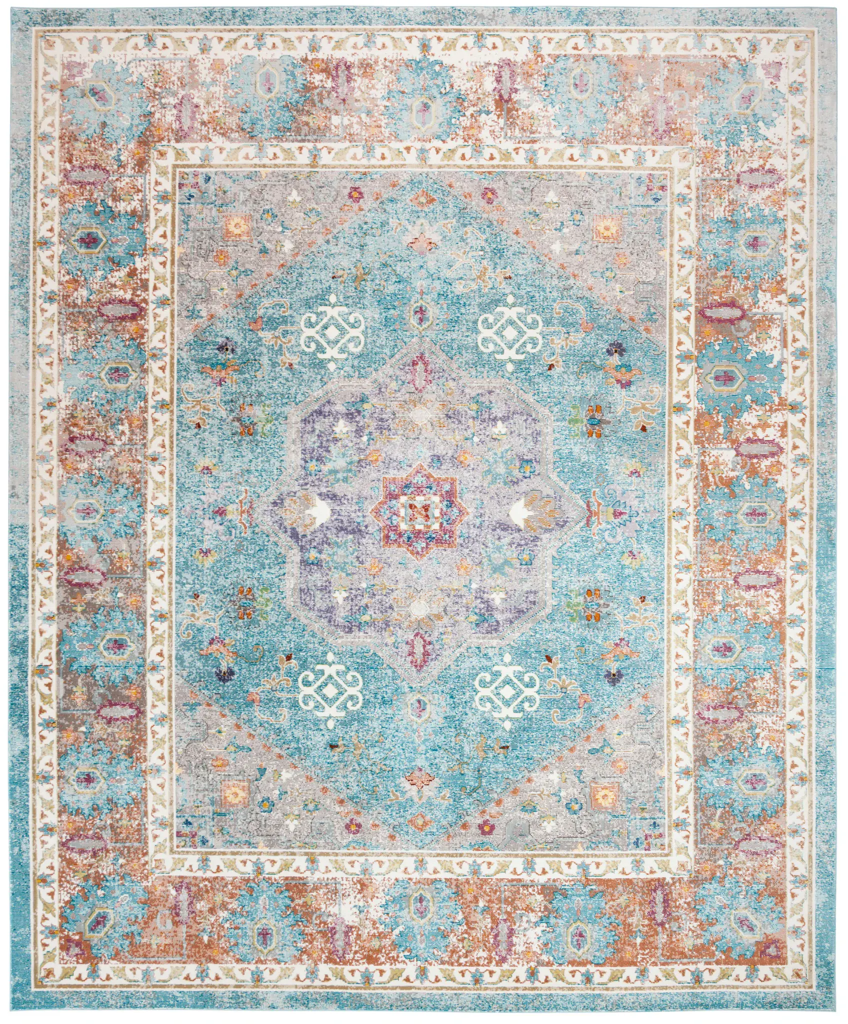 Aria Distressed Traditional Medallion Rug