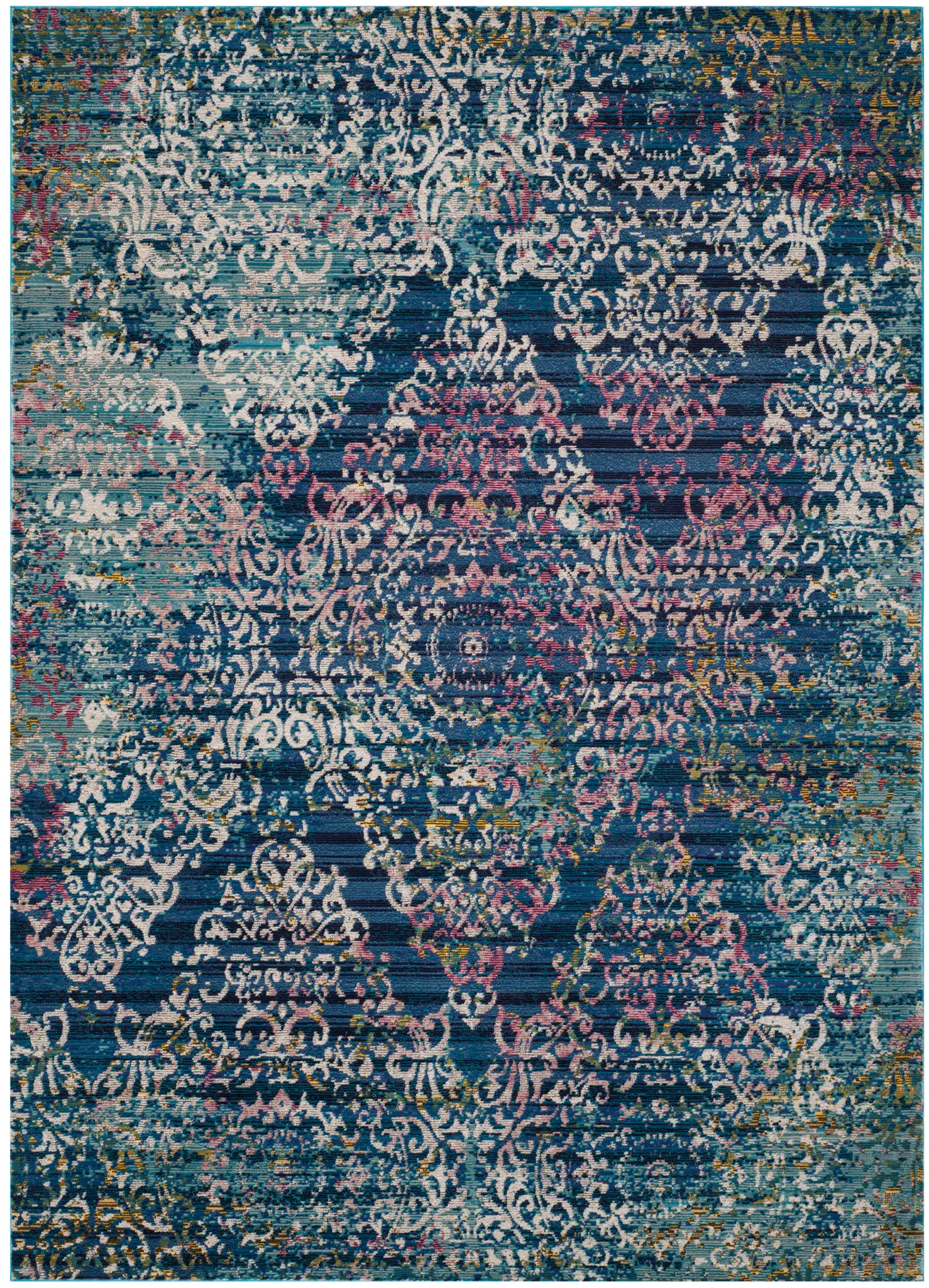 Aria Distressed Damask Rug