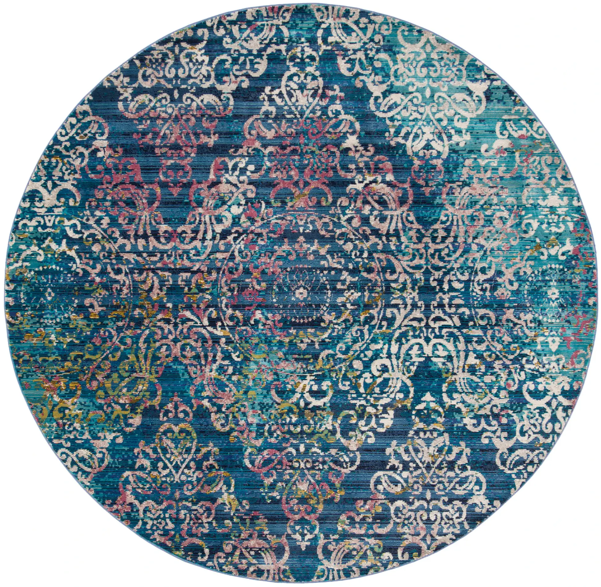 Aria Distressed Damask Rug