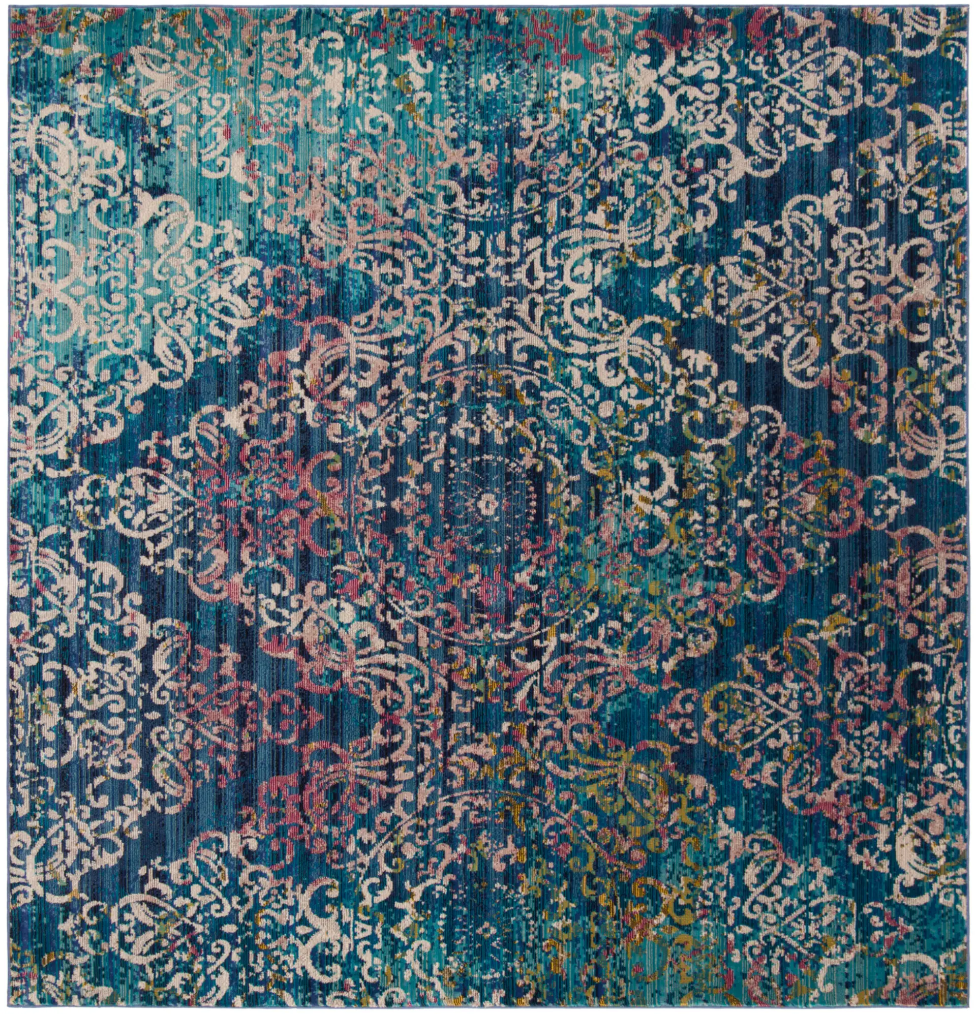 Aria Distressed Damask Rug