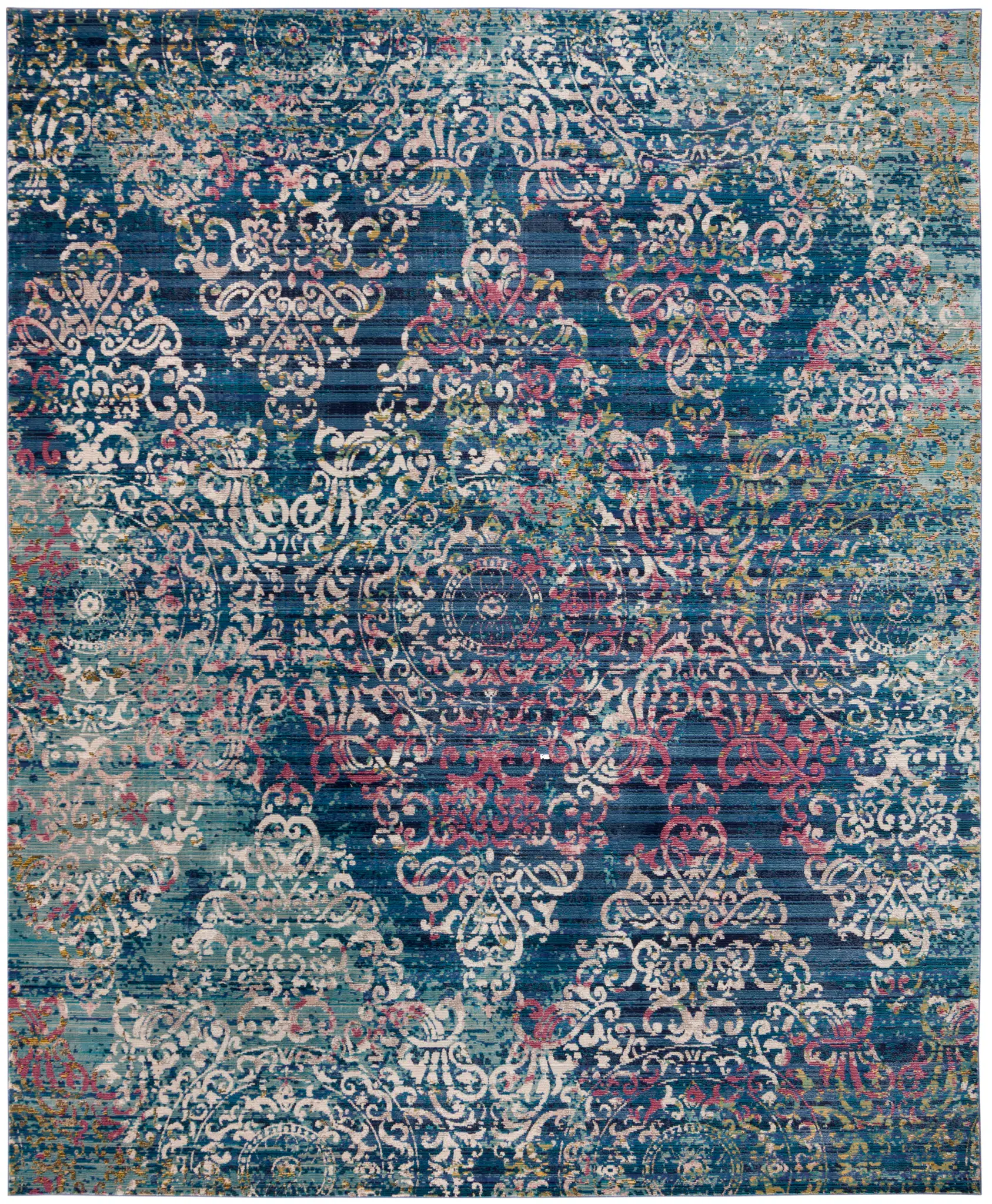 Aria Distressed Damask Rug