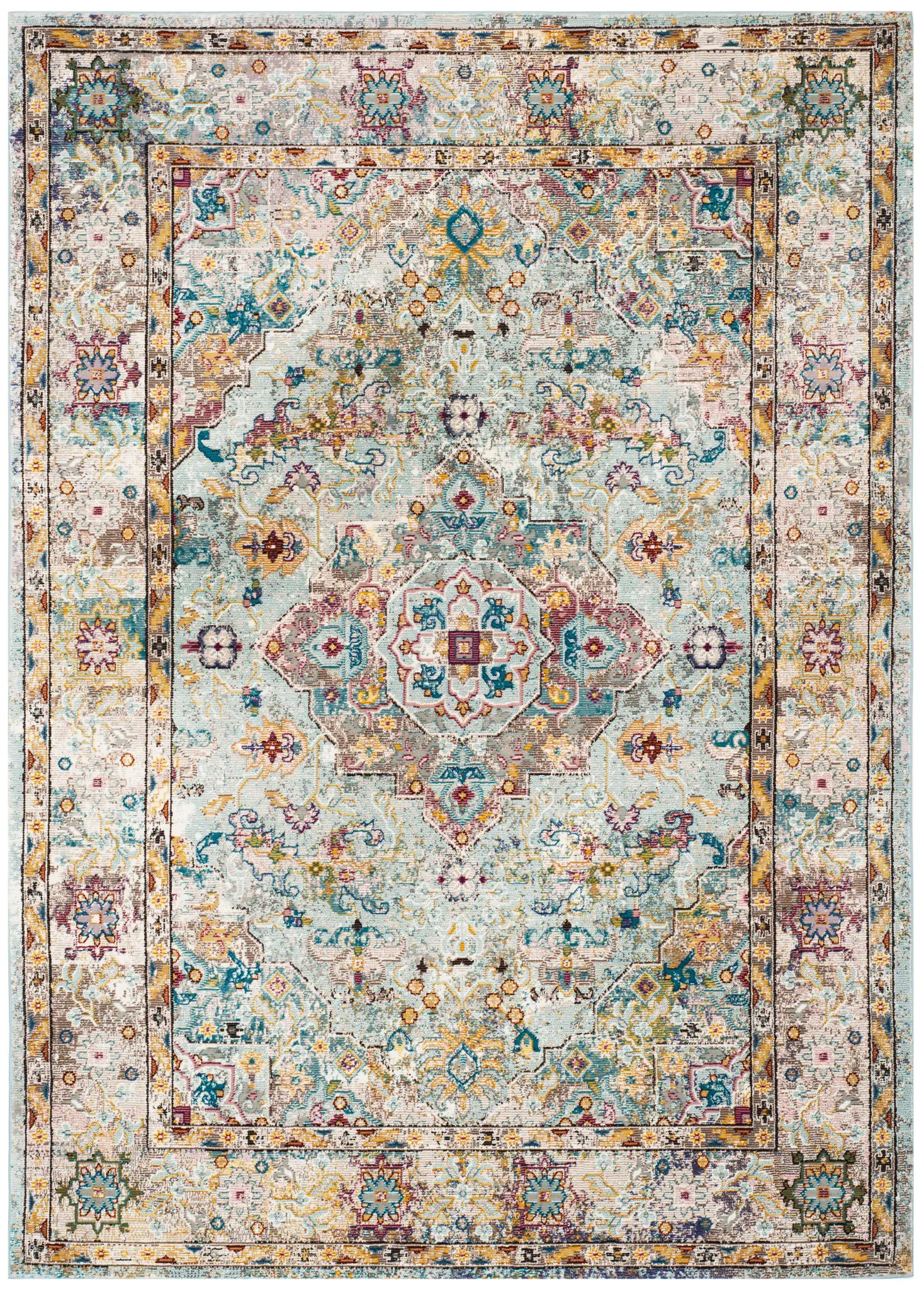 Aria Distressed Scroll Rug