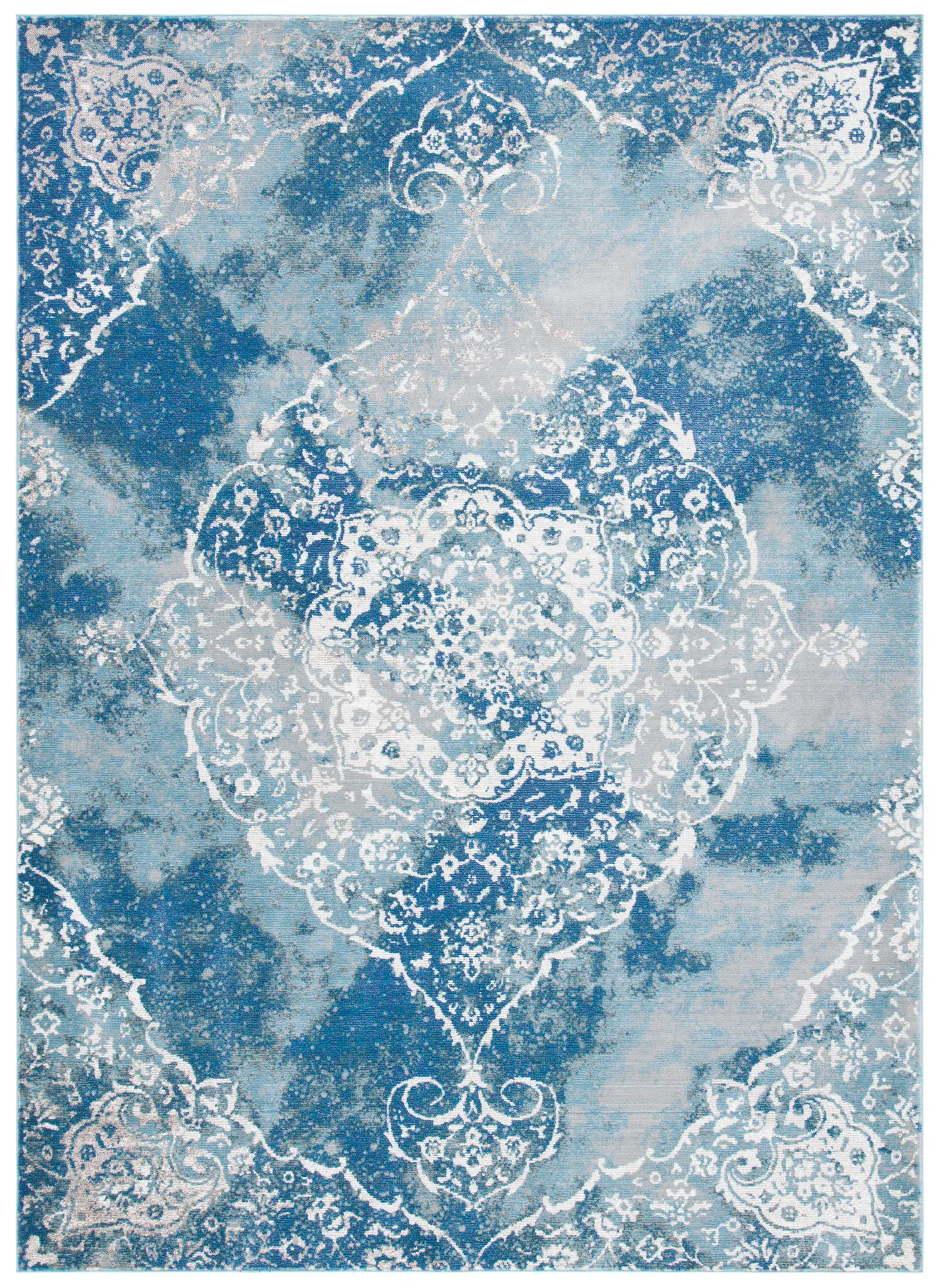 Aria Distressed Rosette Medallion Rug