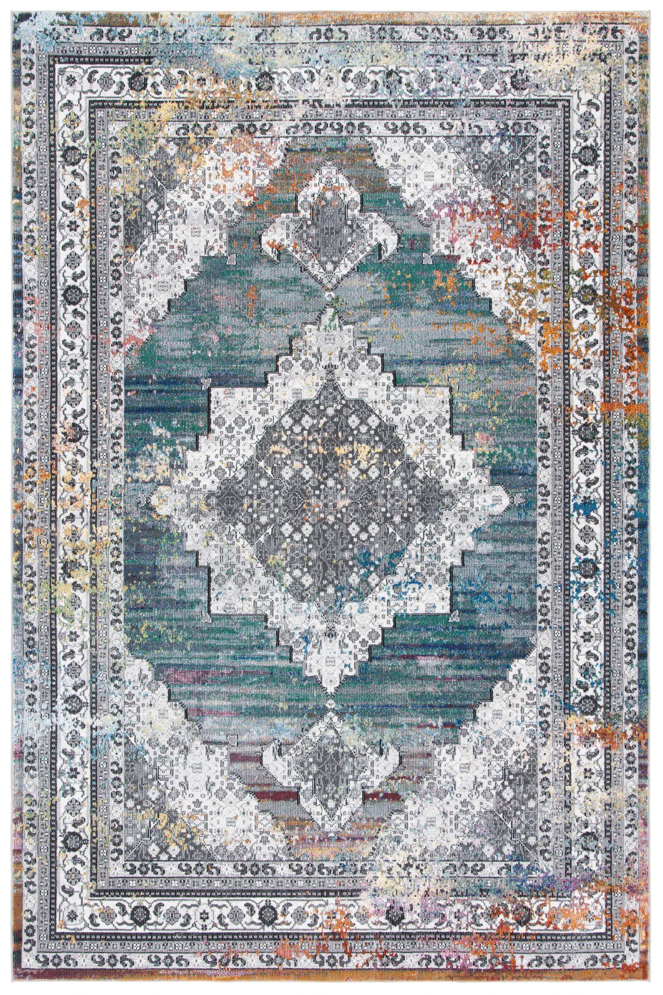 Aria Distressed Stepped Medallion Rug