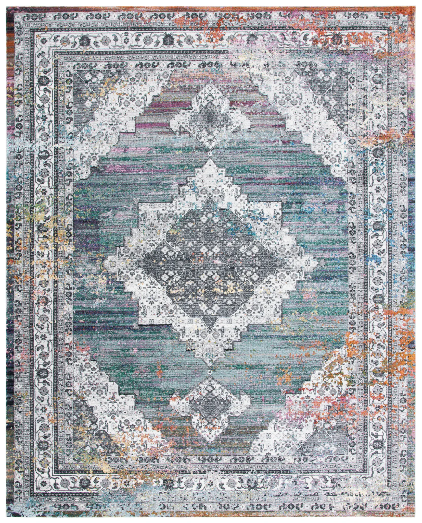 Aria Distressed Stepped Medallion Rug