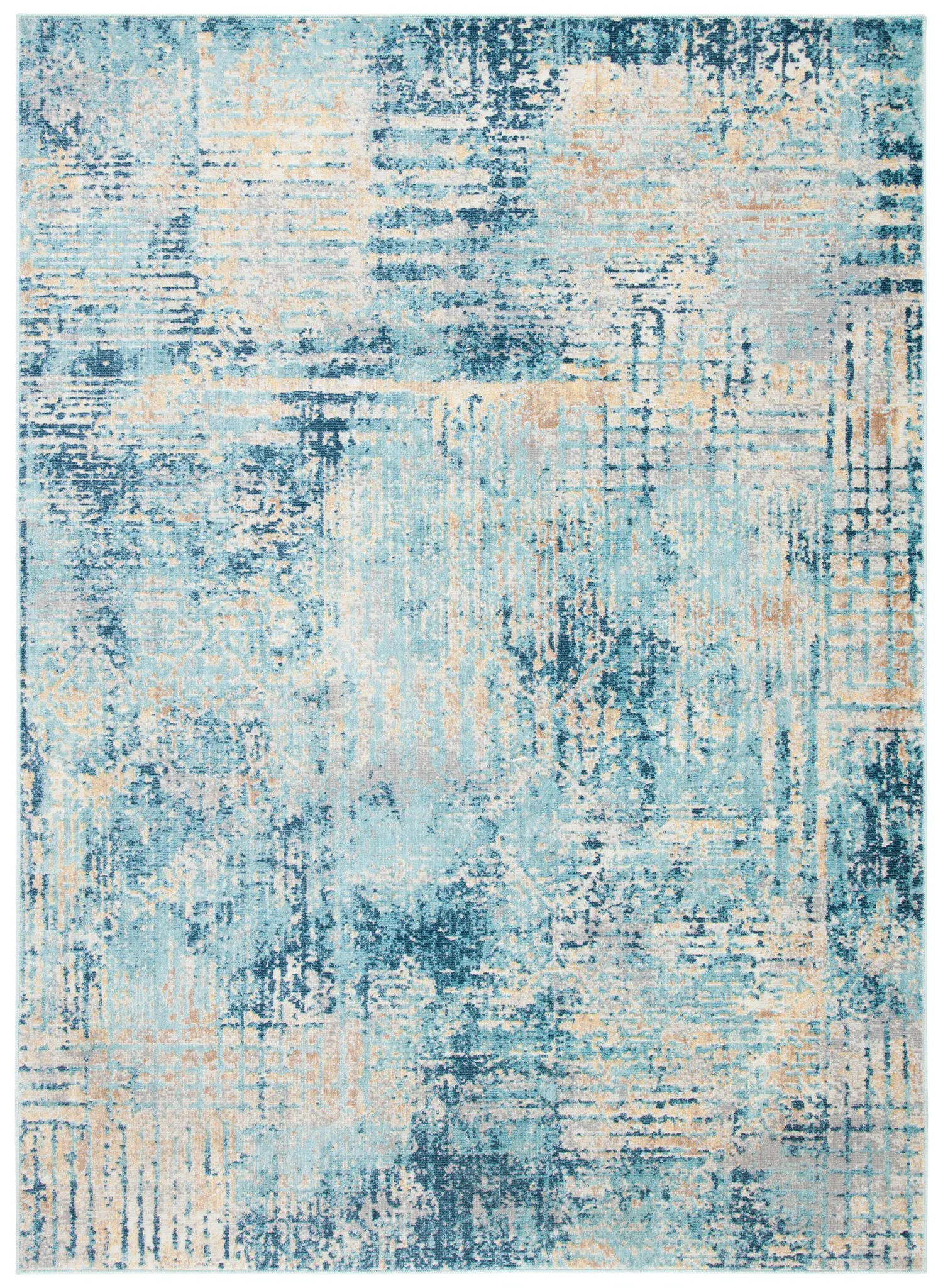 Aria Modern Distressed Grid Rug