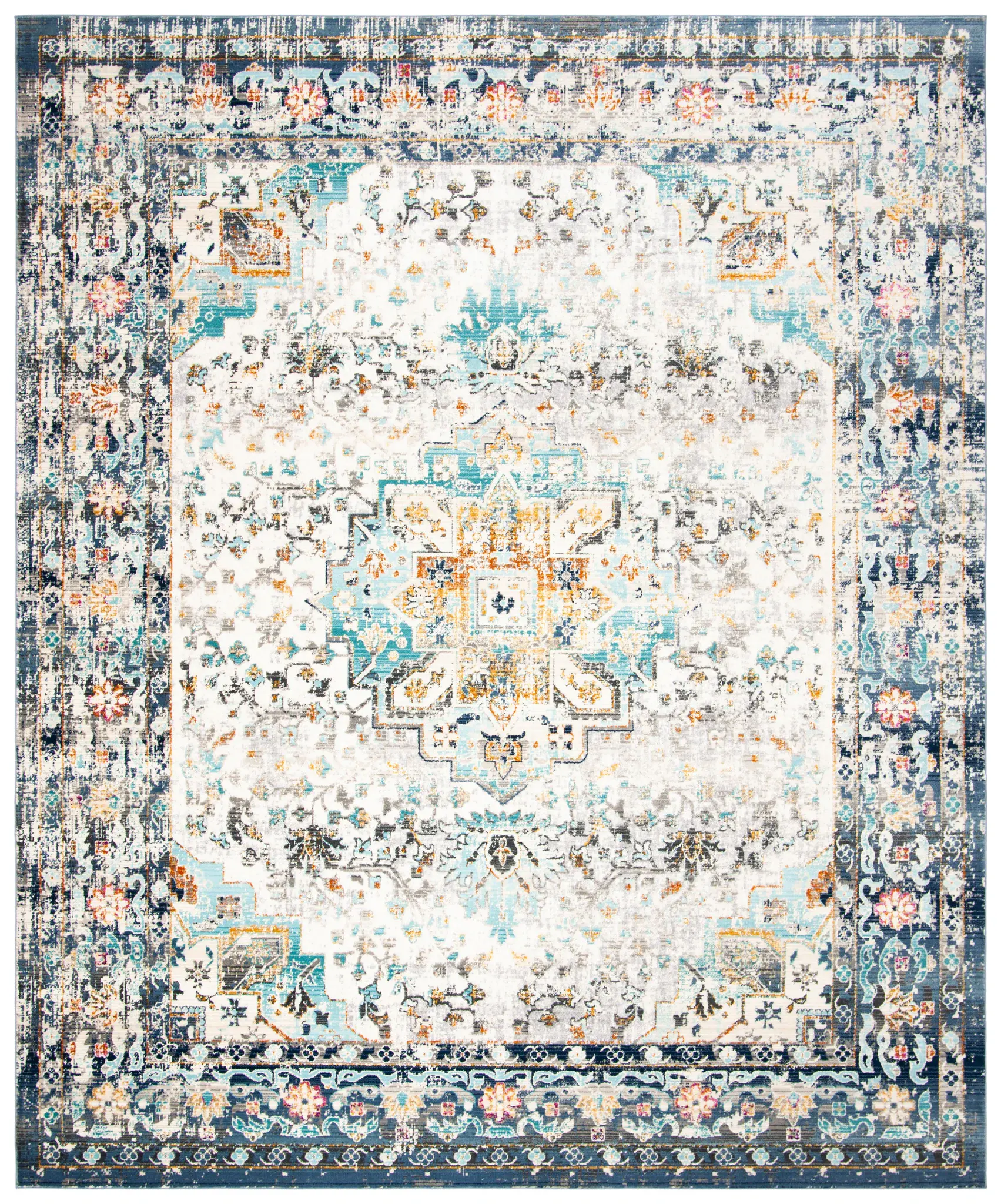 Aria Distressed Palmette Medallion Rug