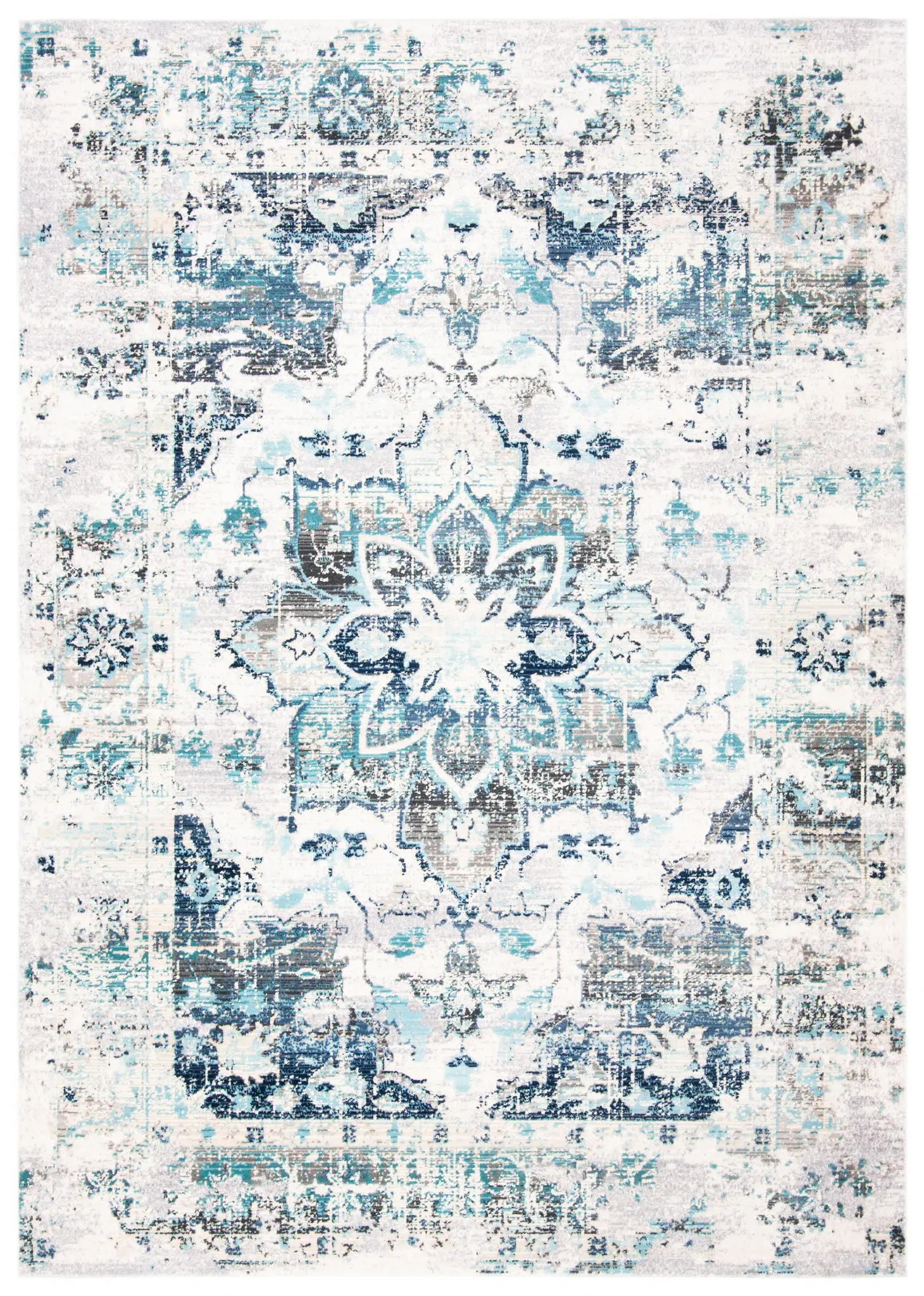 Aria Distressed Lotus Medallion Rug