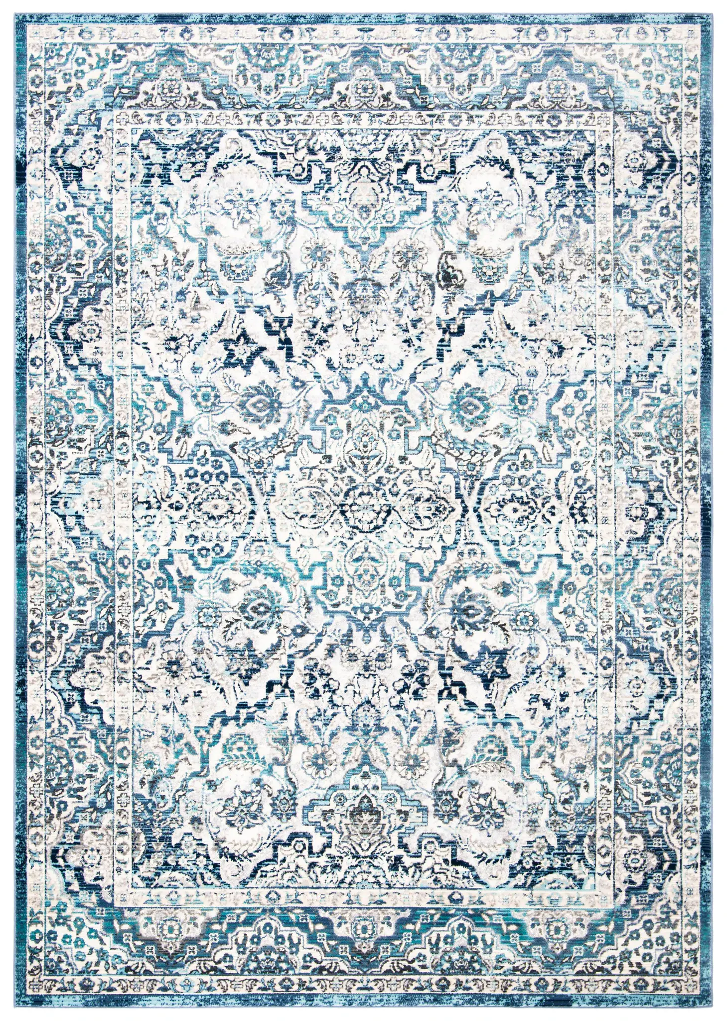 Aria Distressed Medallion Bordered Rug