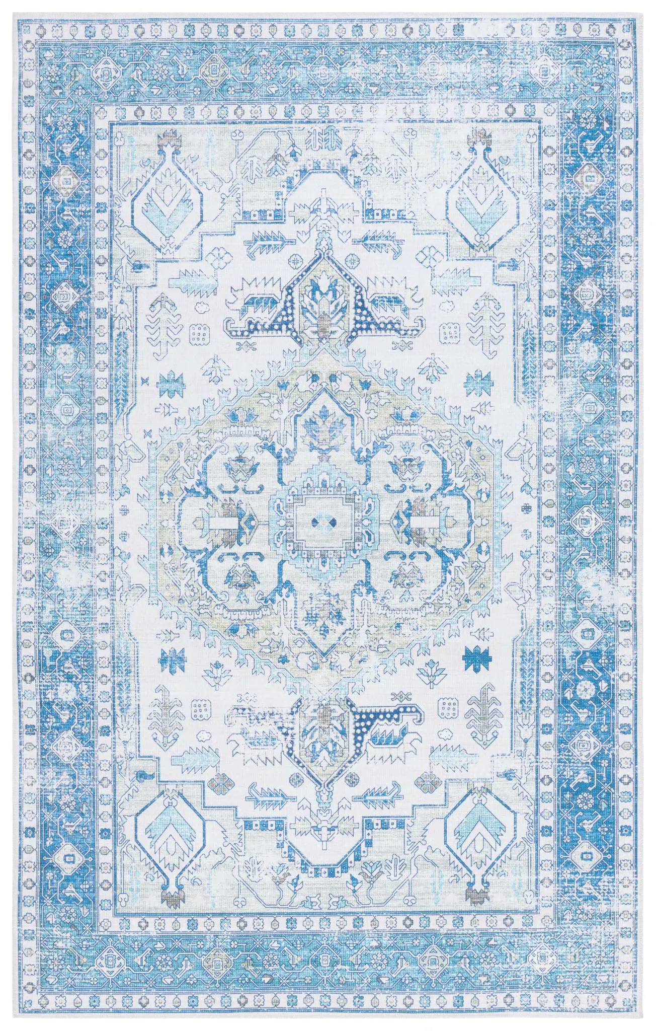 Arizona Tribal Lobed Medallion Washable Rug