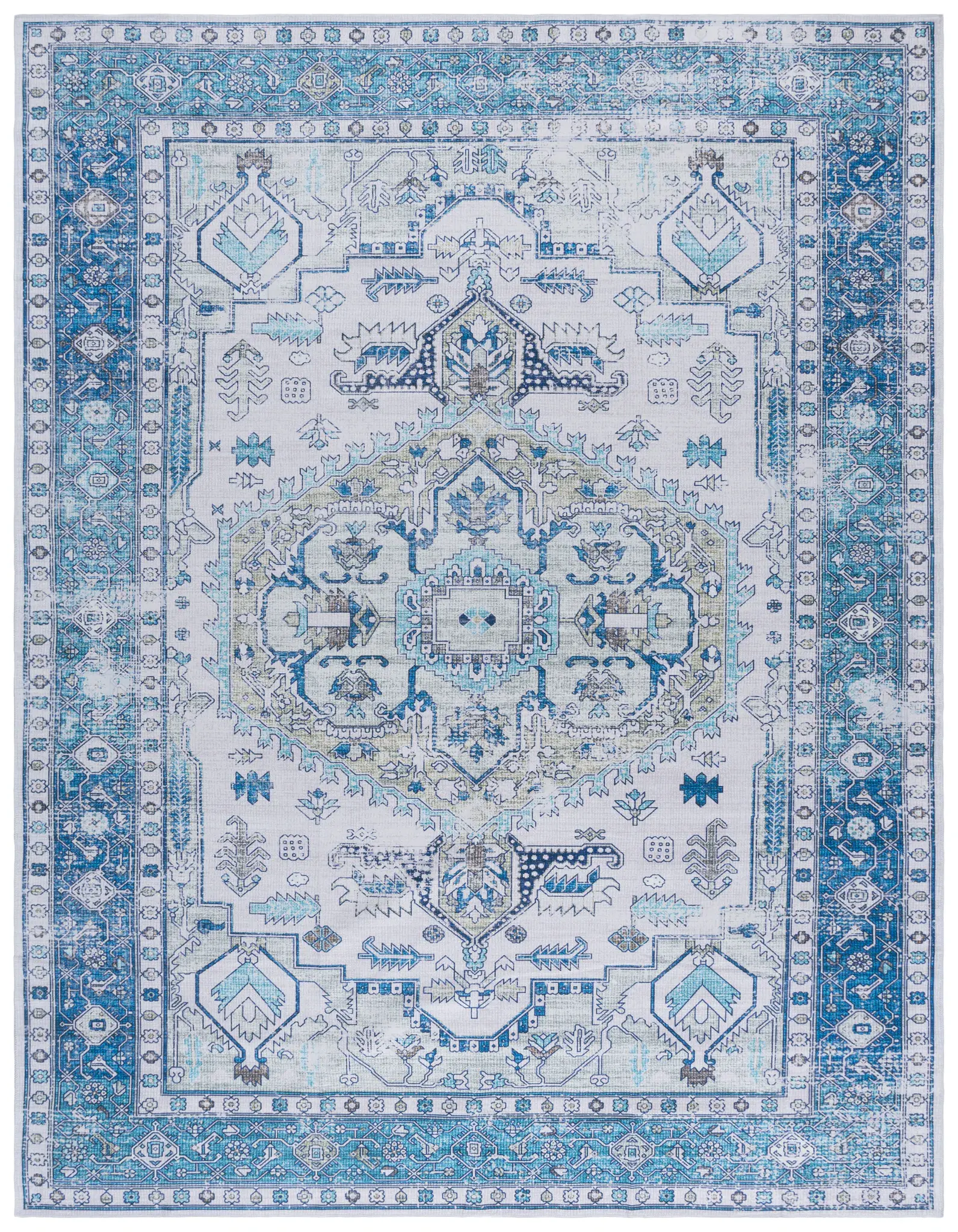 Arizona Tribal Lobed Medallion Washable Rug