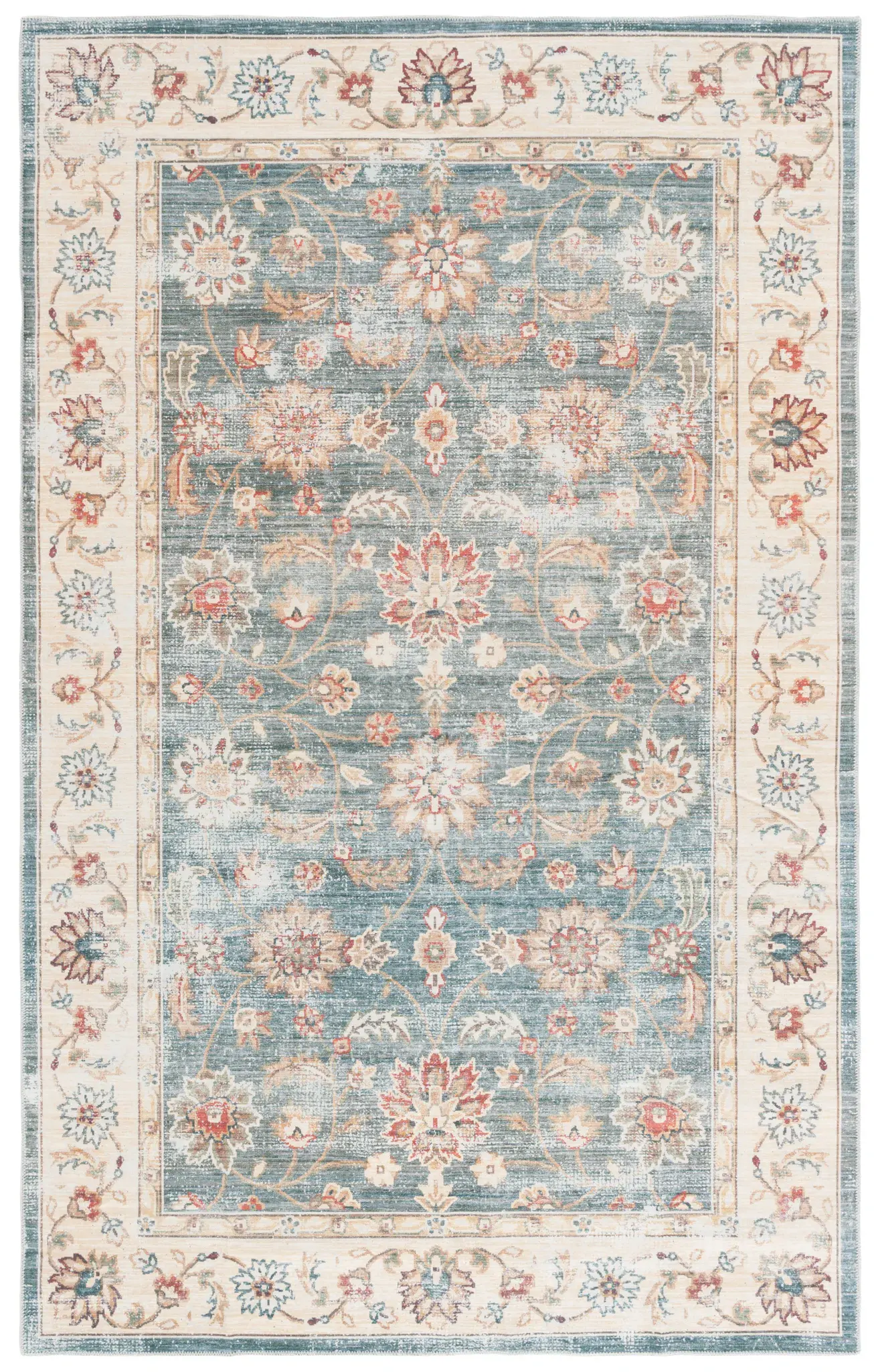 Arizona Floral Border Washable Rug