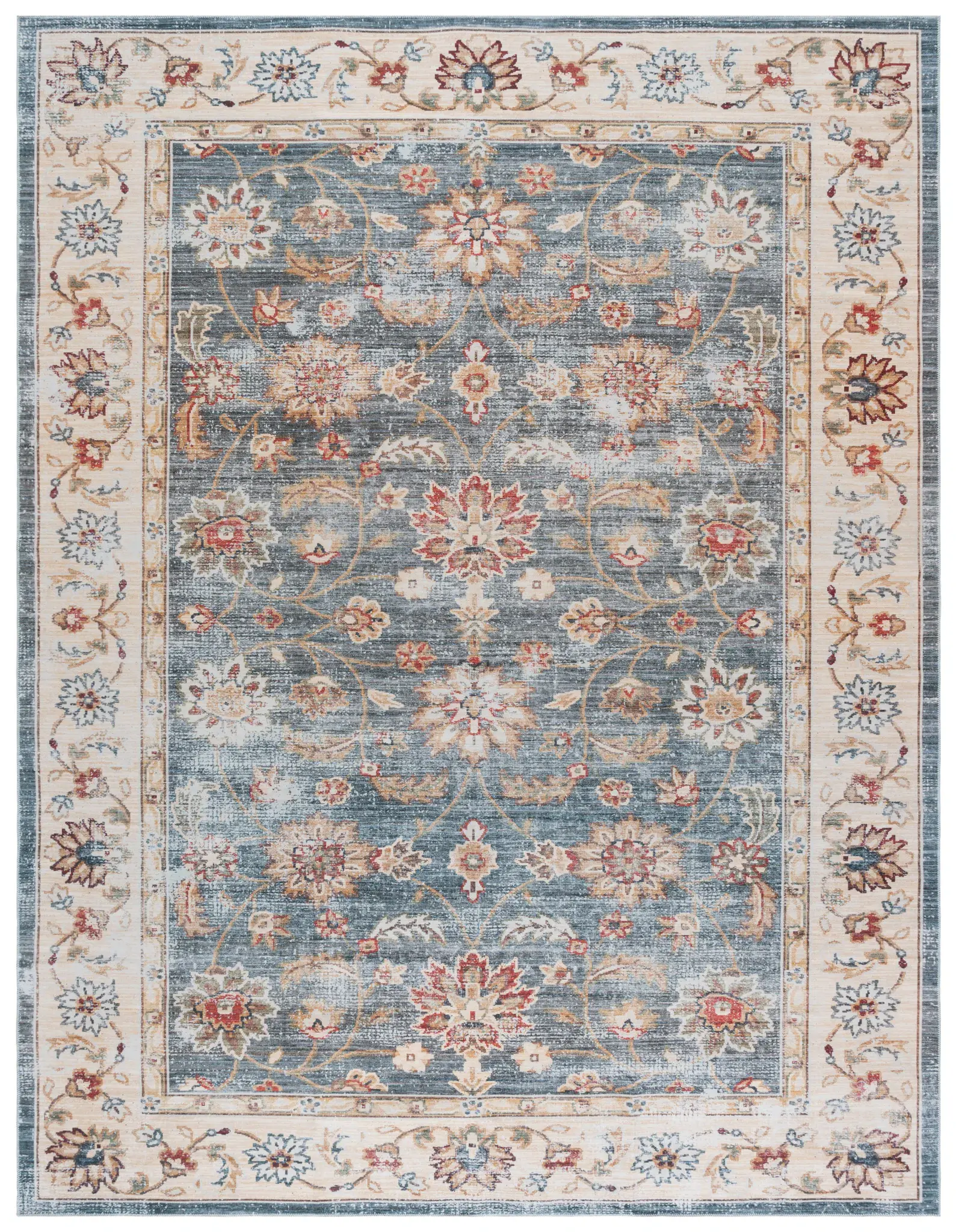 Arizona Floral Border Washable Rug