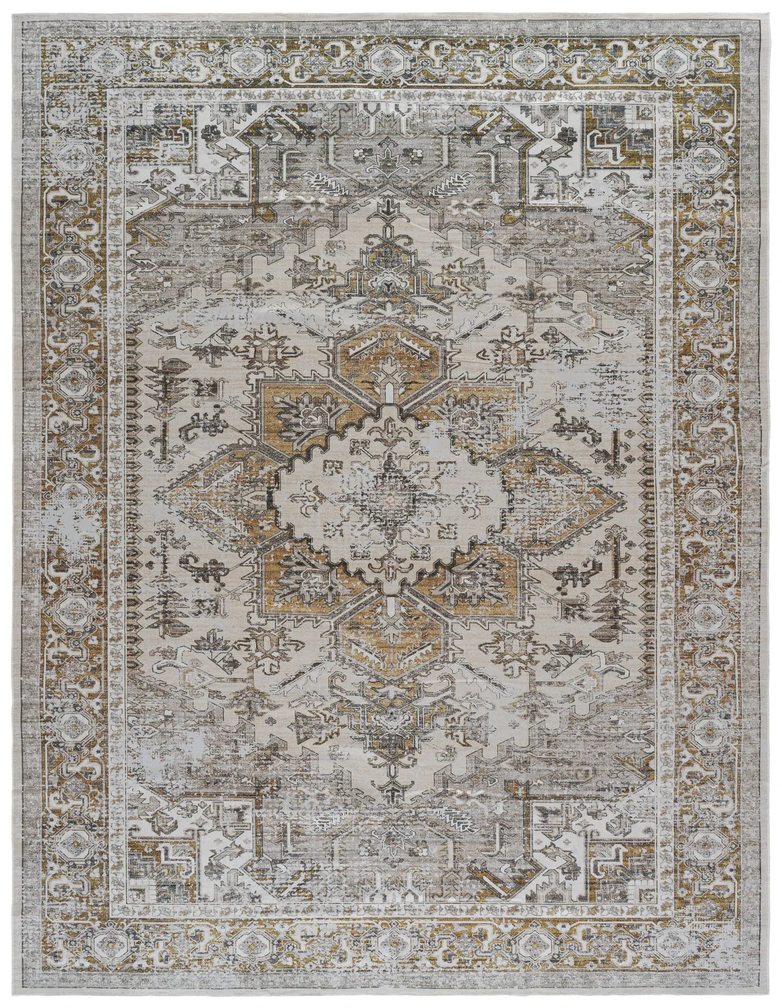 Arizona Tribal Hooked Medallion Washable Rug