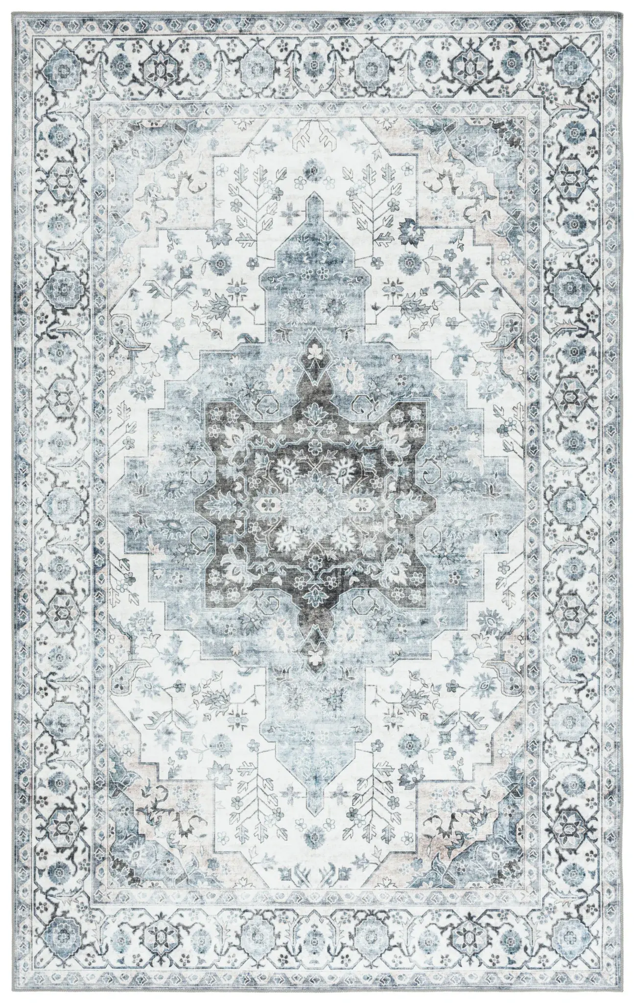 Arizona Medallion Border Washable Rug