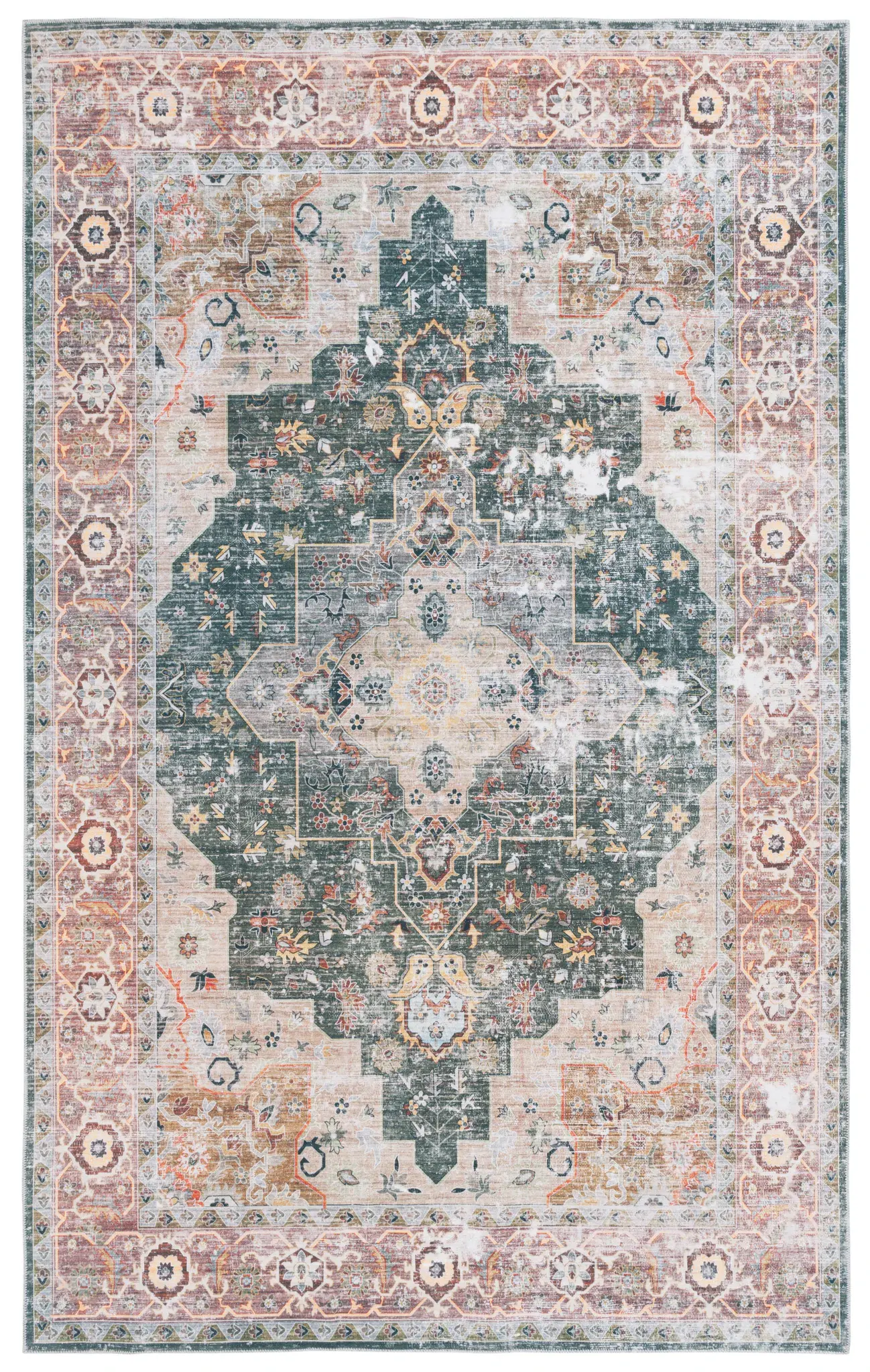 Arizona Distressed Medallion Washable Rug