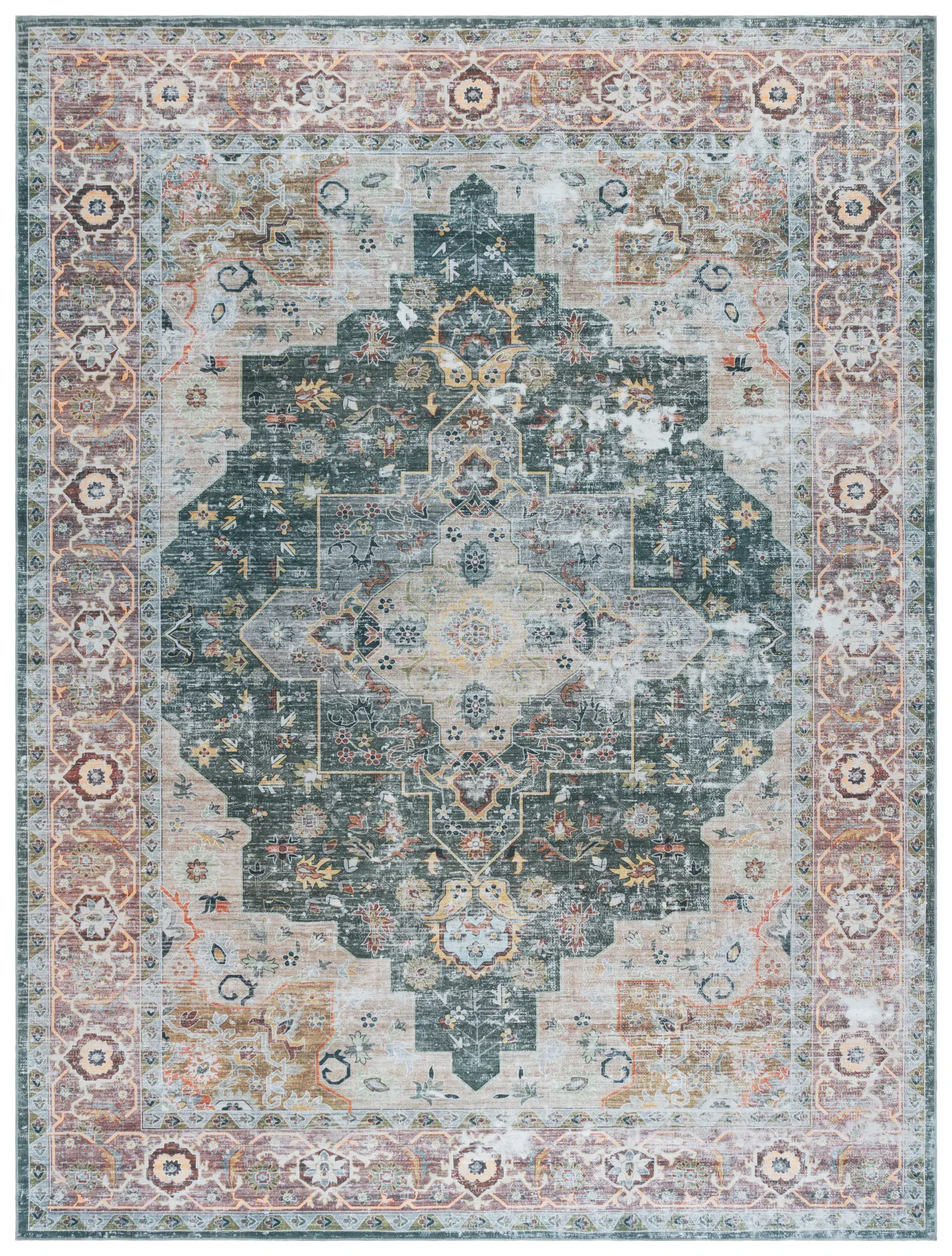 Arizona Distressed Medallion Washable Rug