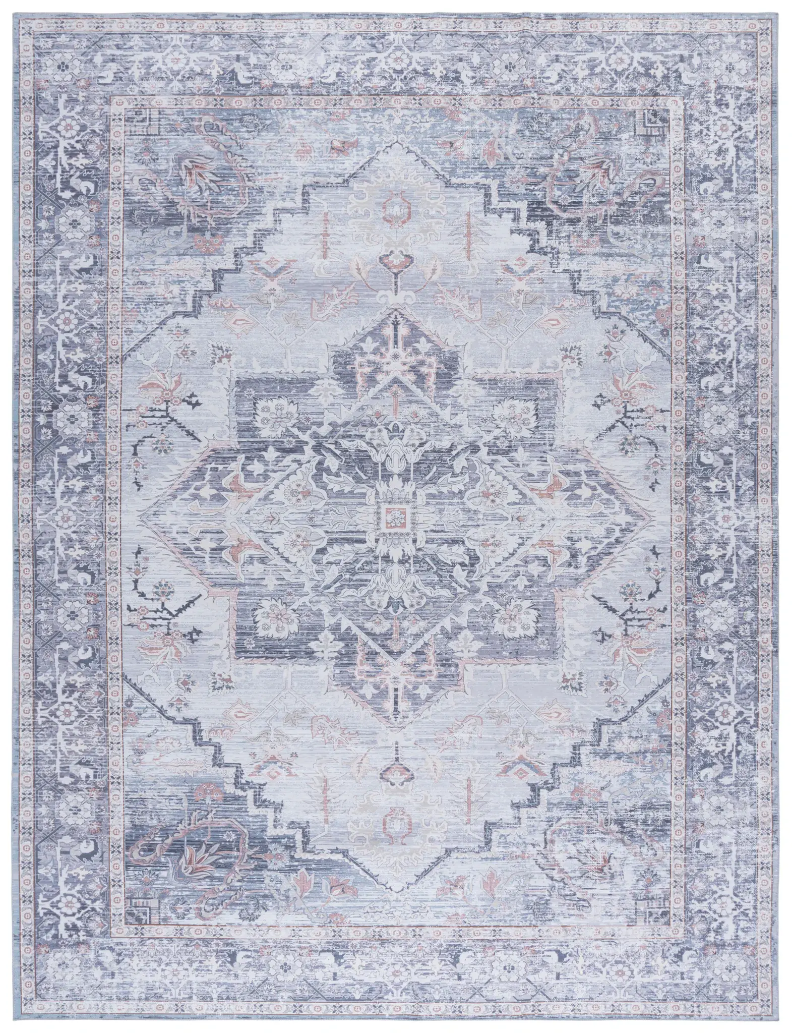 Arizona Serrated Diamond Medallion Washable Rug