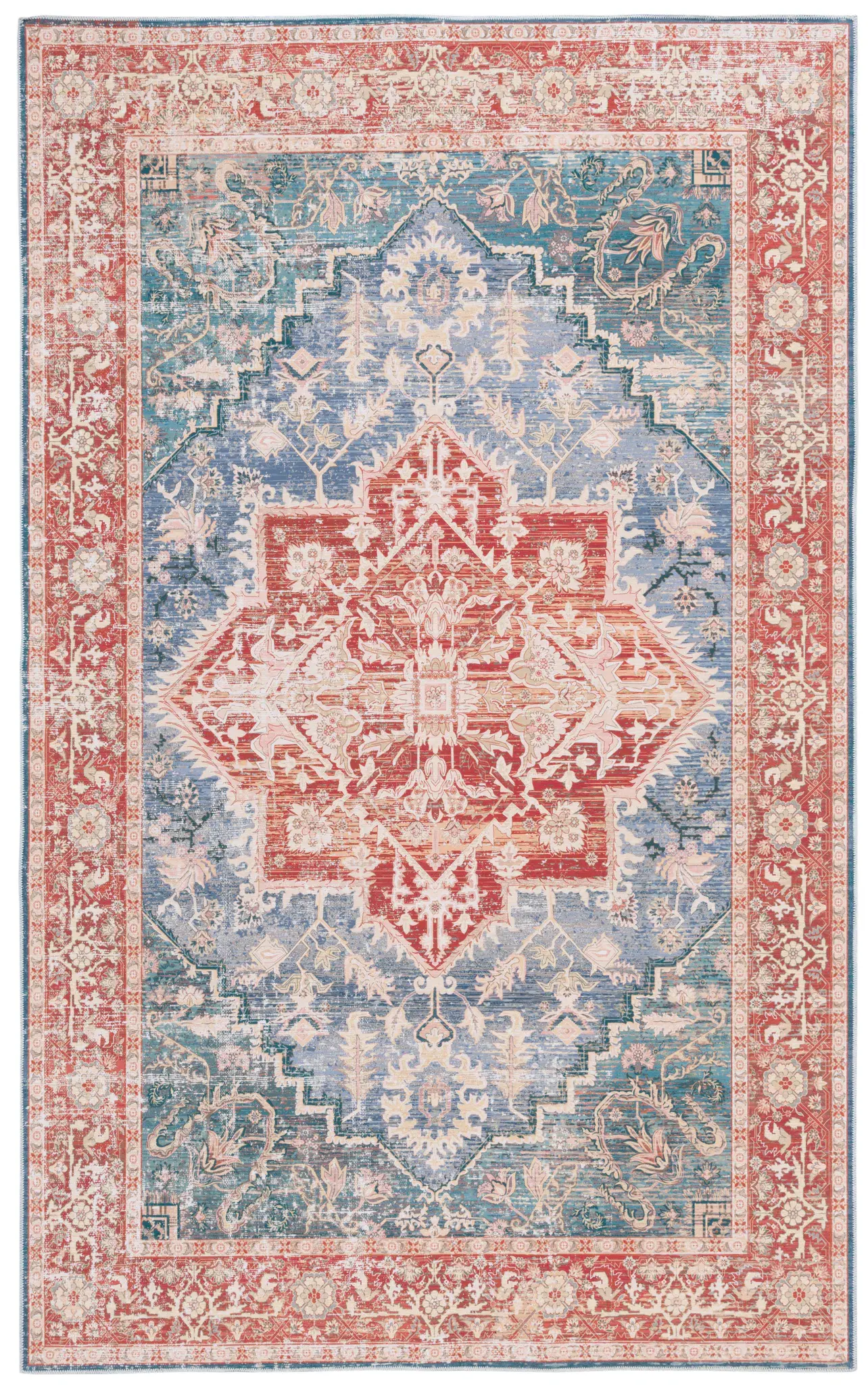 Arizona Serrated Diamond Medallion Washable Rug