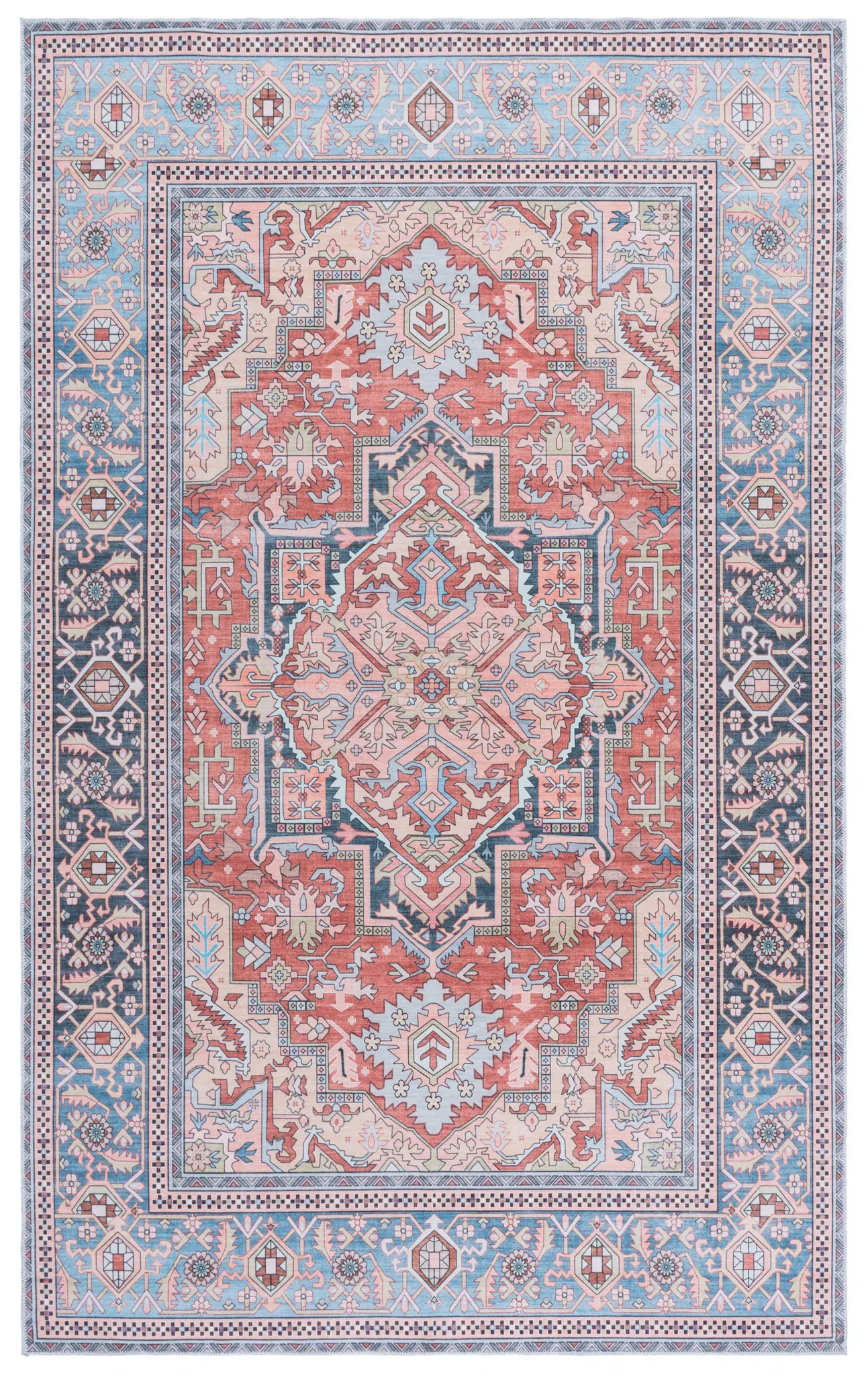 Arizona Geometric Medallion Border Washable Rug