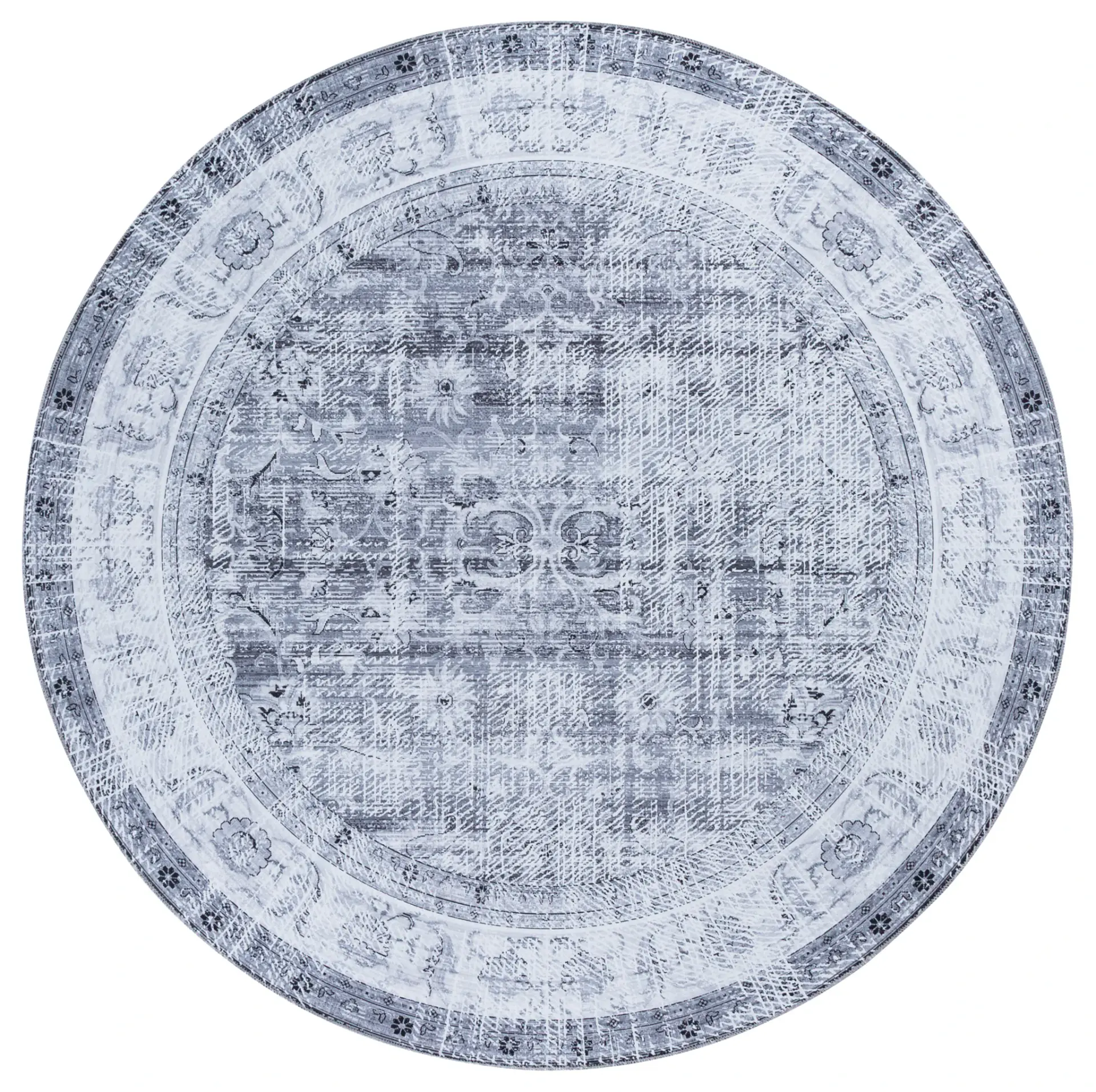 Arizona Distressed Floral Bordered Washable Rug