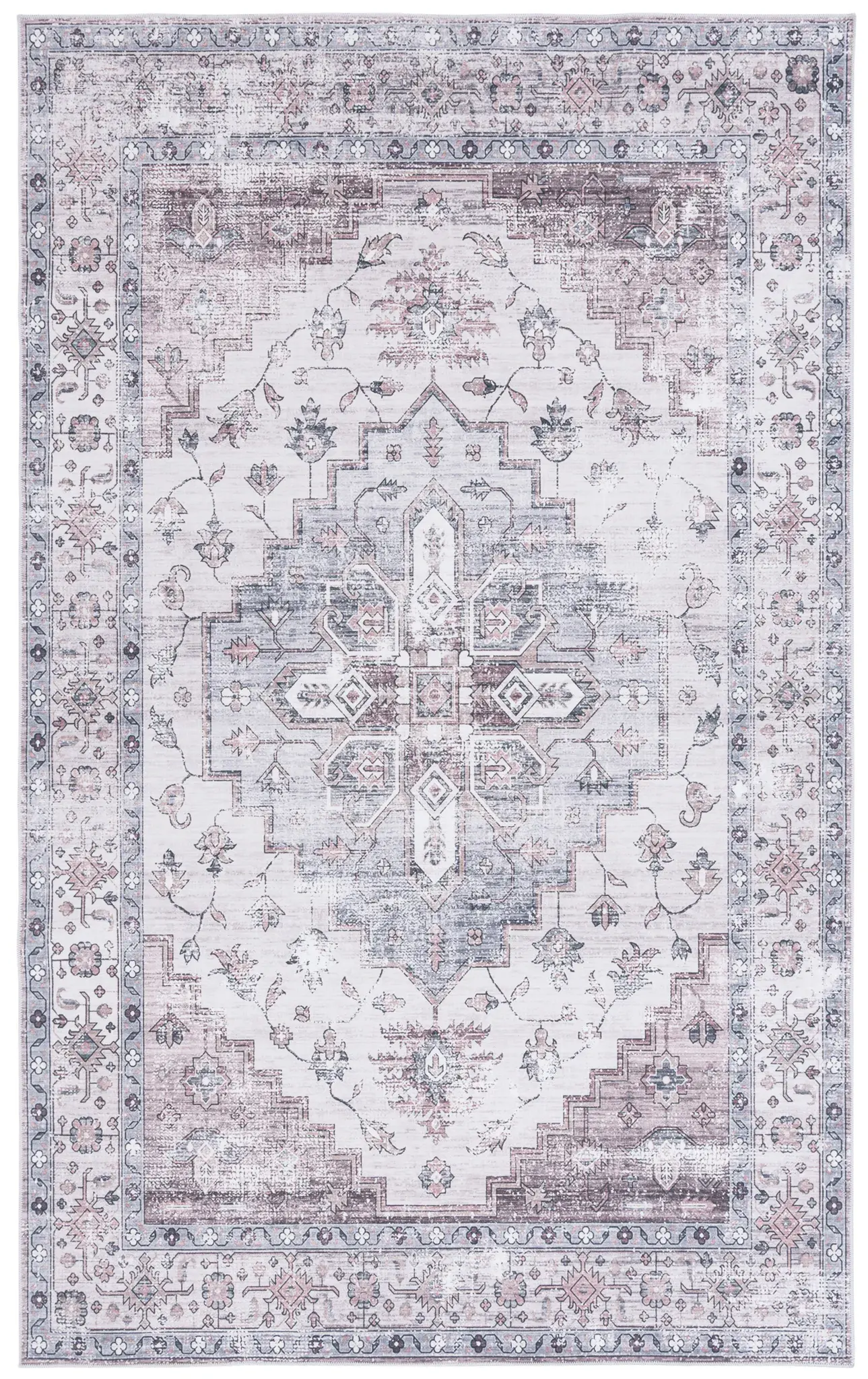 Arizona Southwestern Diamond Medallion Washable Rug