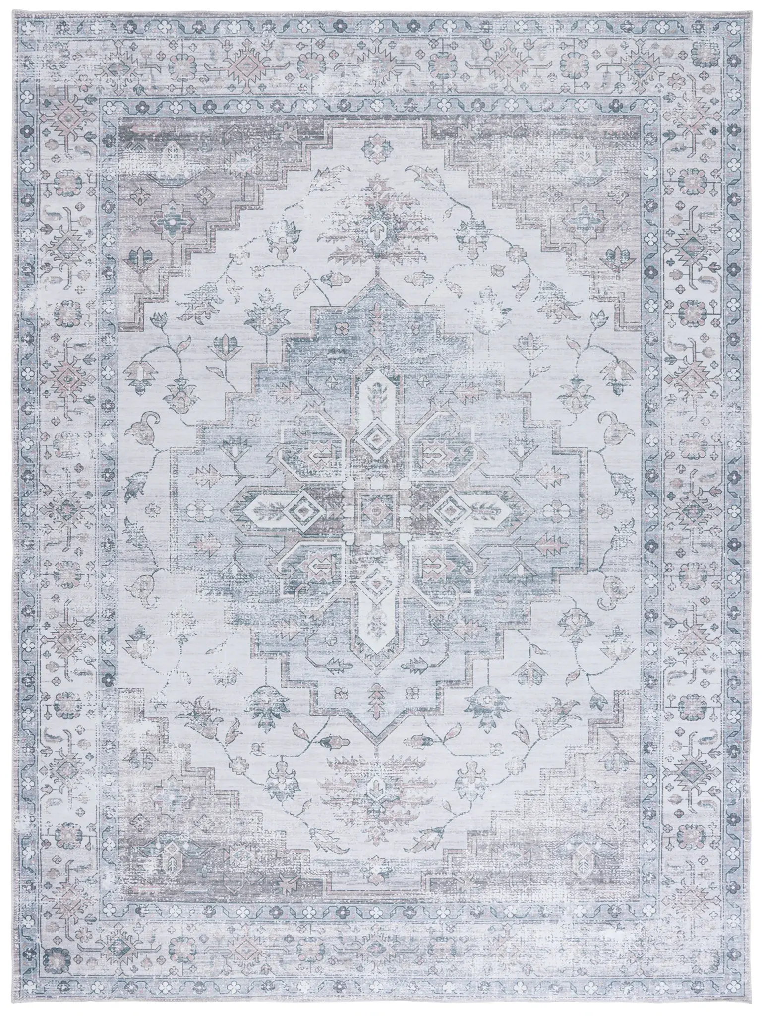 Arizona Southwestern Diamond Medallion Washable Rug