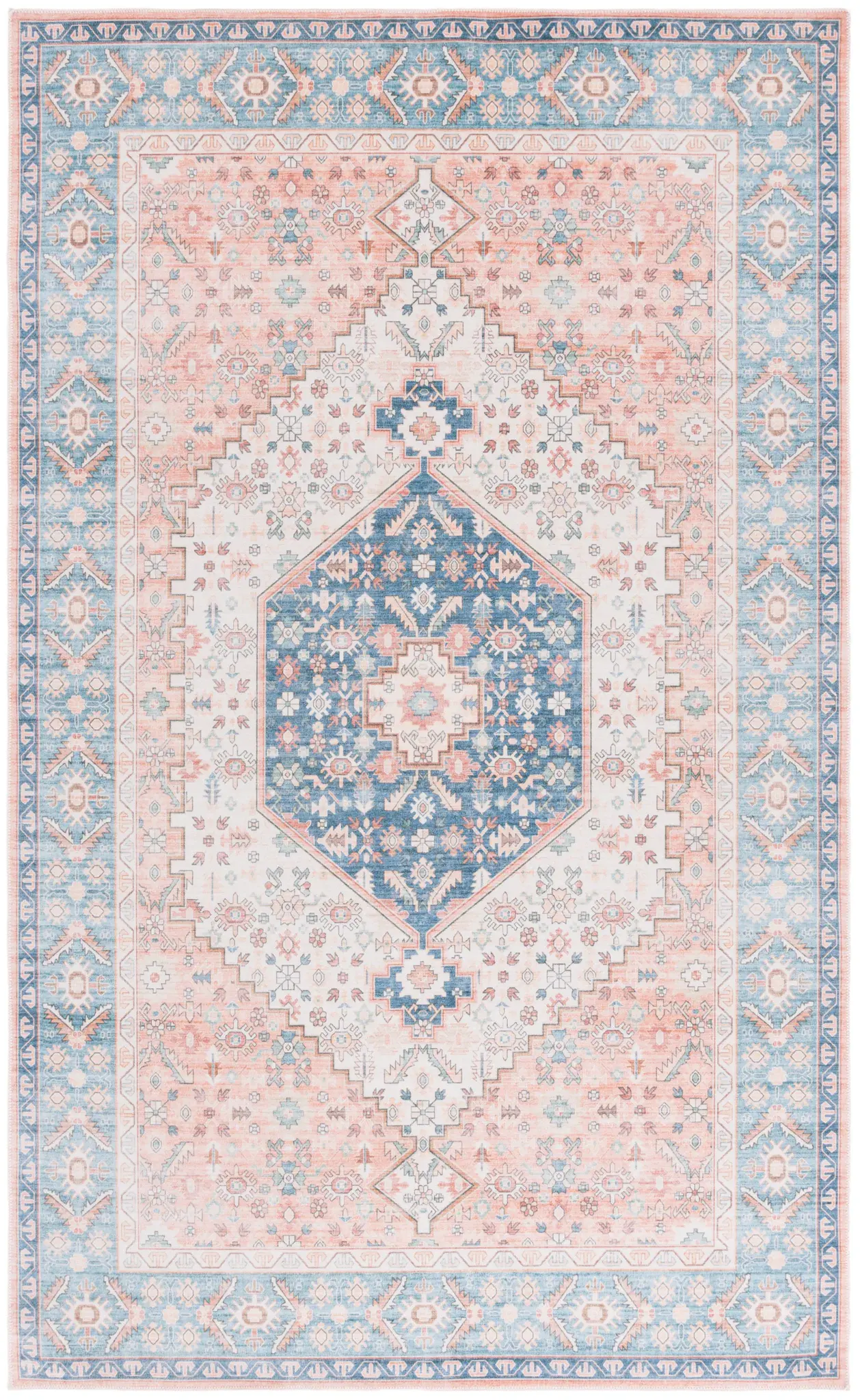 Arizona Diamond Medallion Bordered Washable Rug