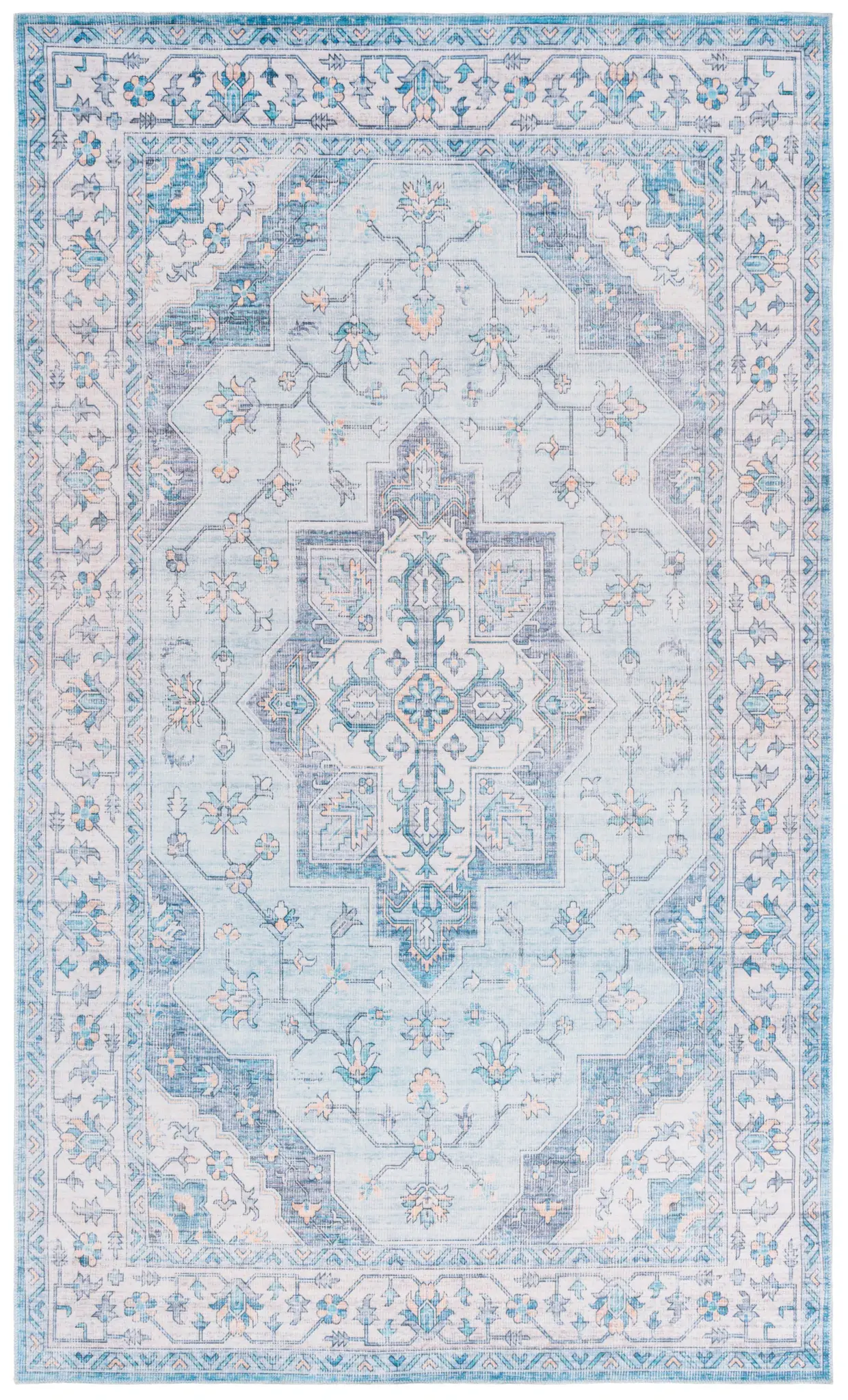 Arizona Traditional Cross Medallion Washable Rug