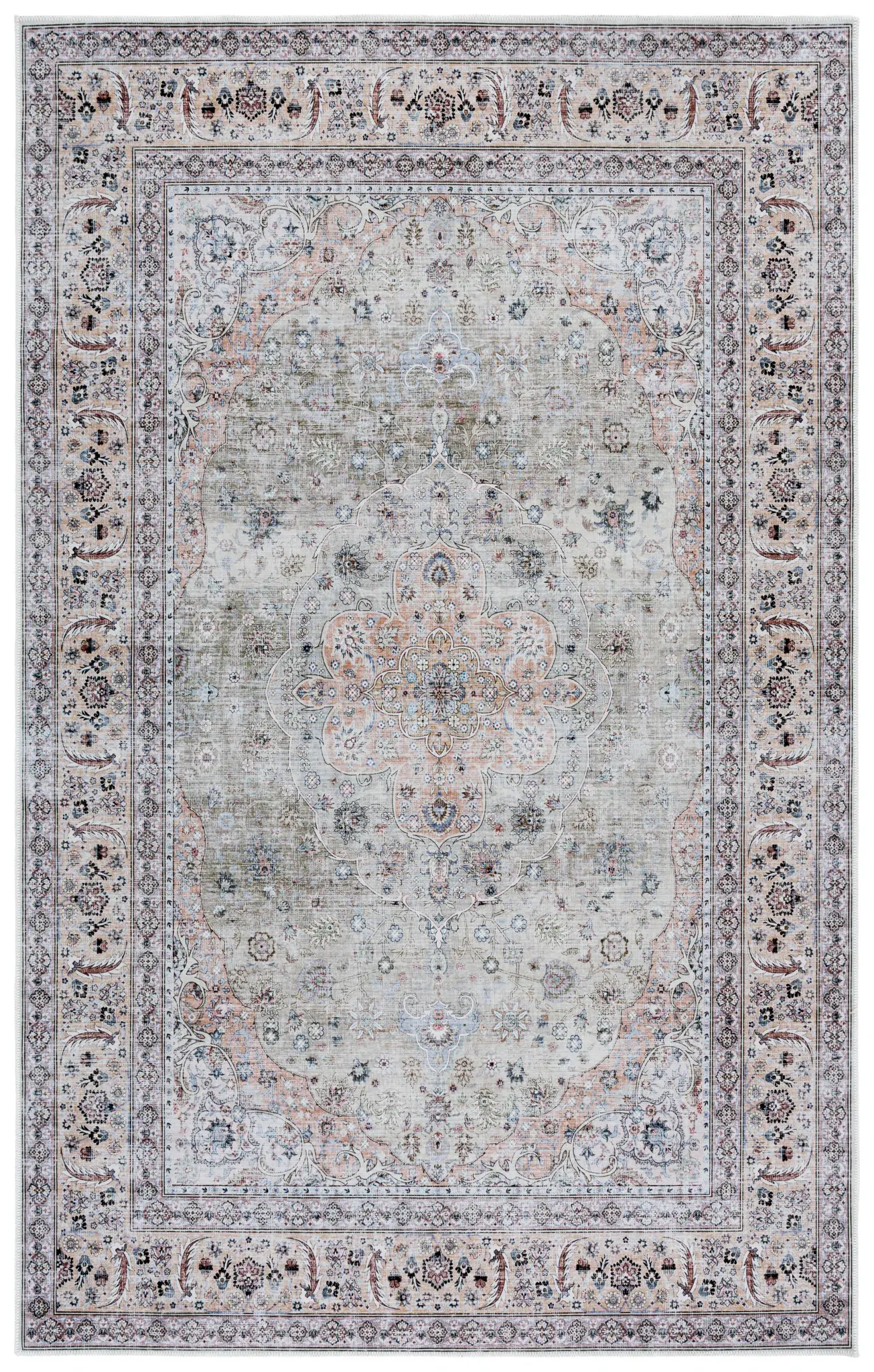 Arizona Distressed Oval Medallion Washable Rug