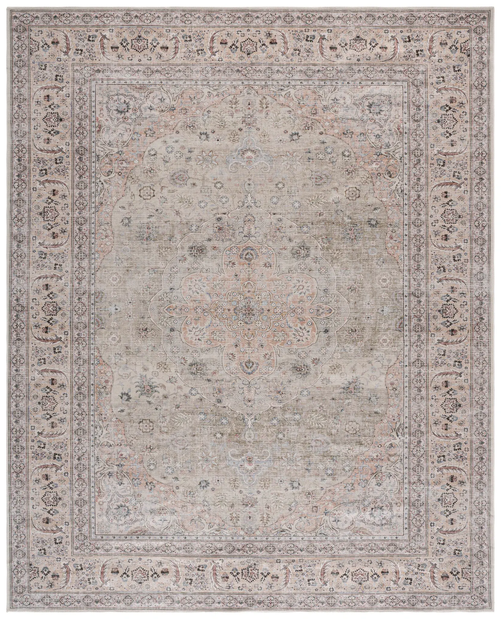 Arizona Distressed Oval Medallion Washable Rug
