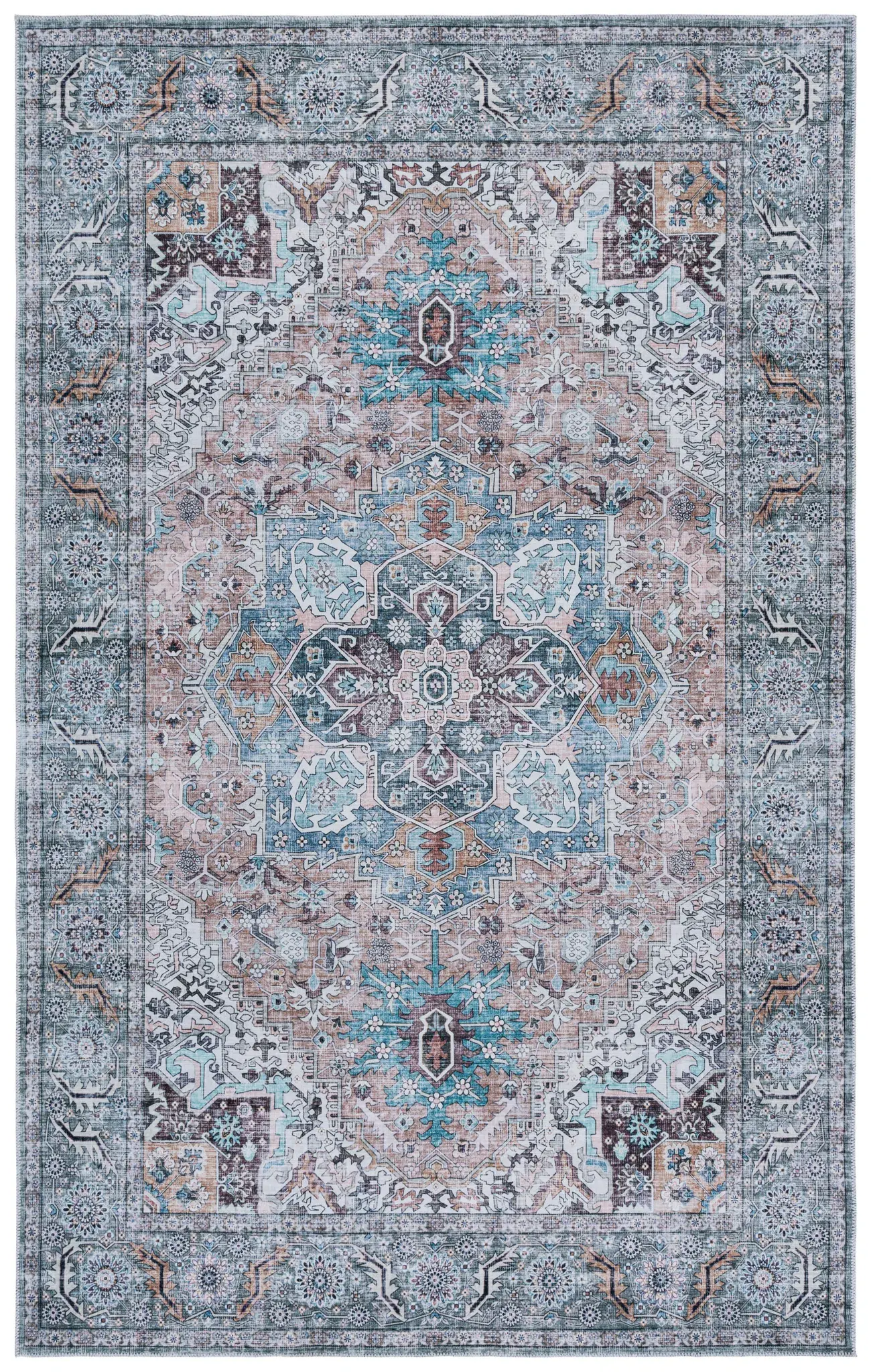 Arizona Palmette Medallion Washable Rug