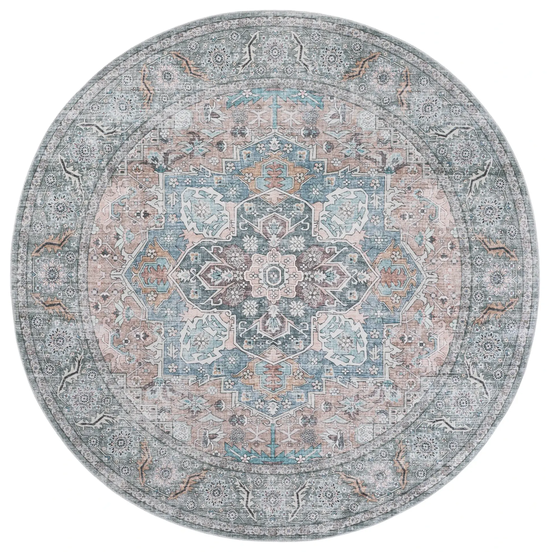 Arizona Palmette Medallion Washable Rug
