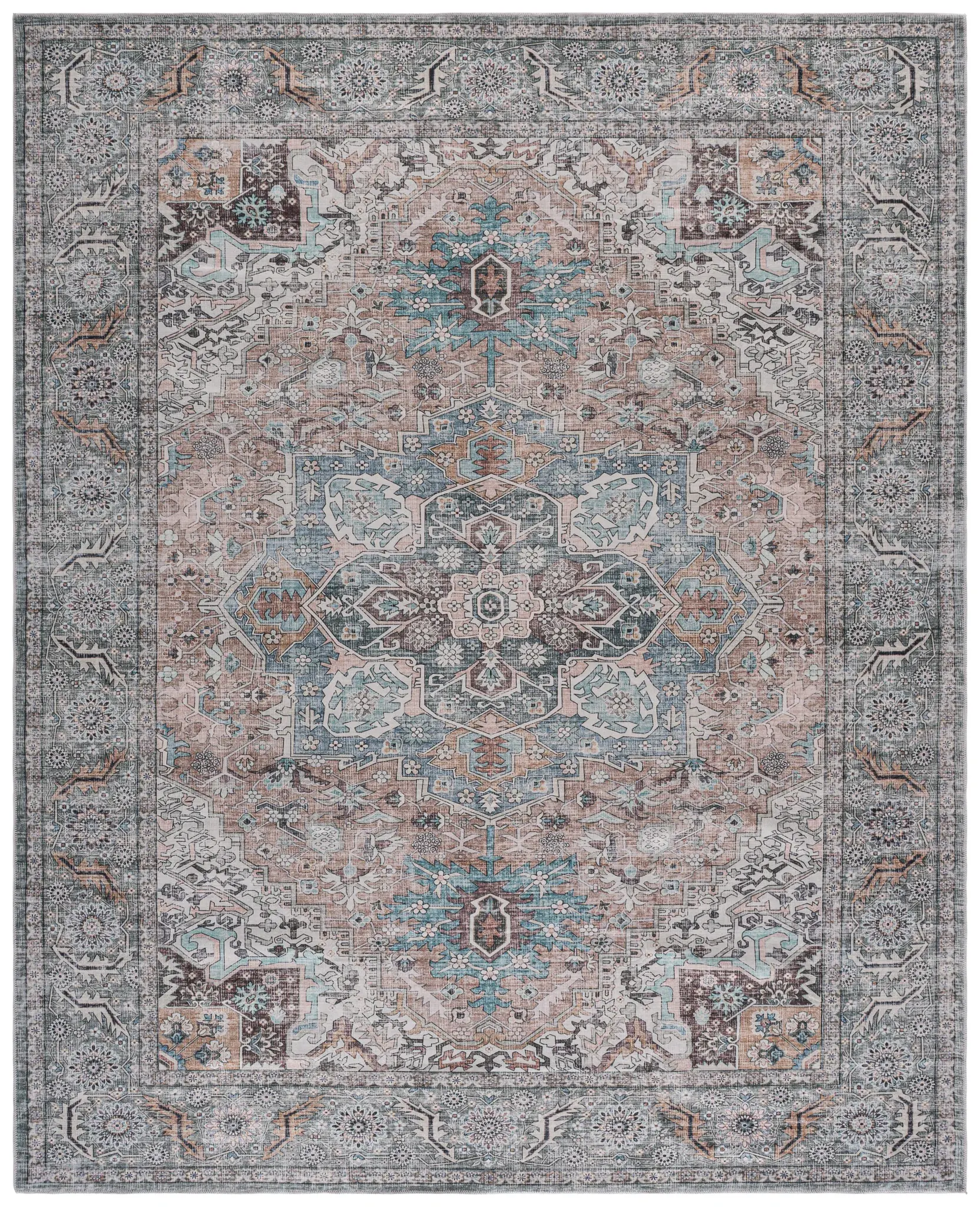Arizona Palmette Medallion Washable Rug